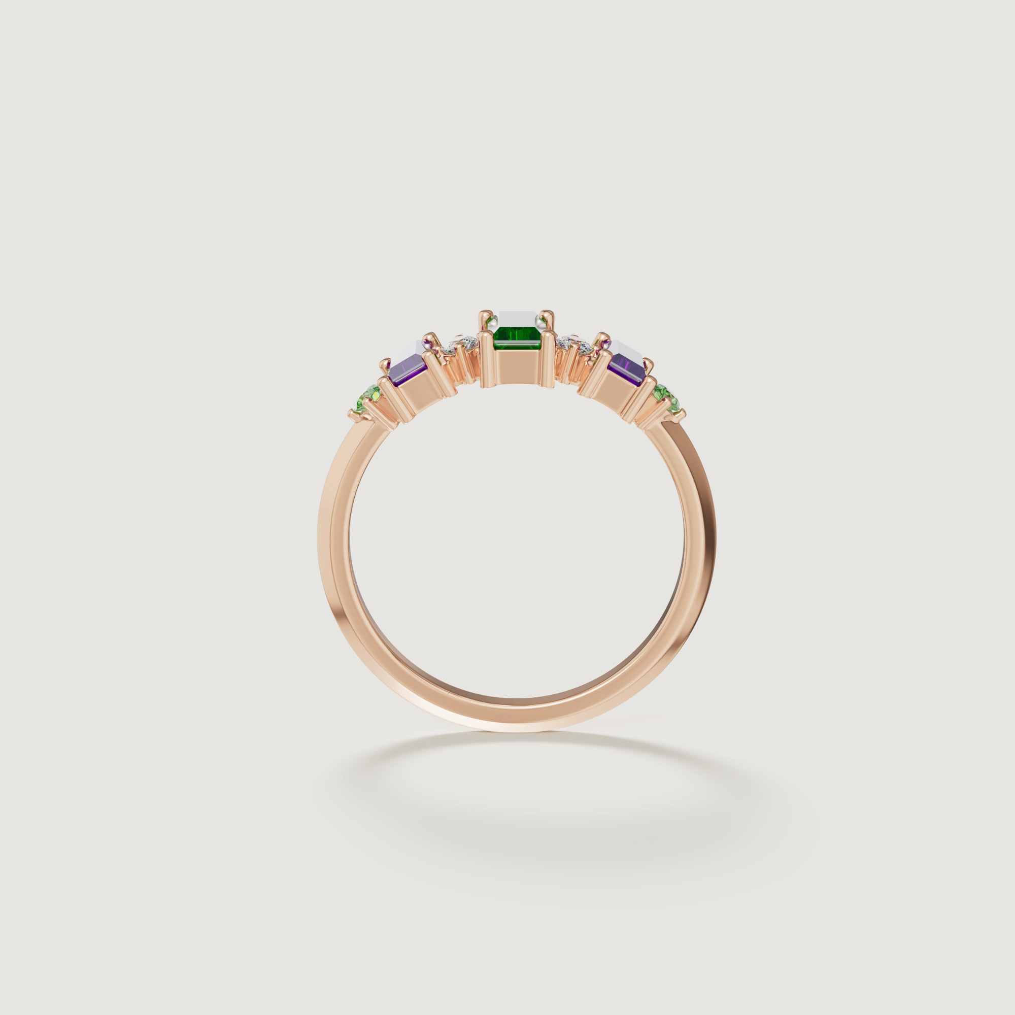 Fiesta Diamond And Precious Gem Ring In 18k Rose Gold