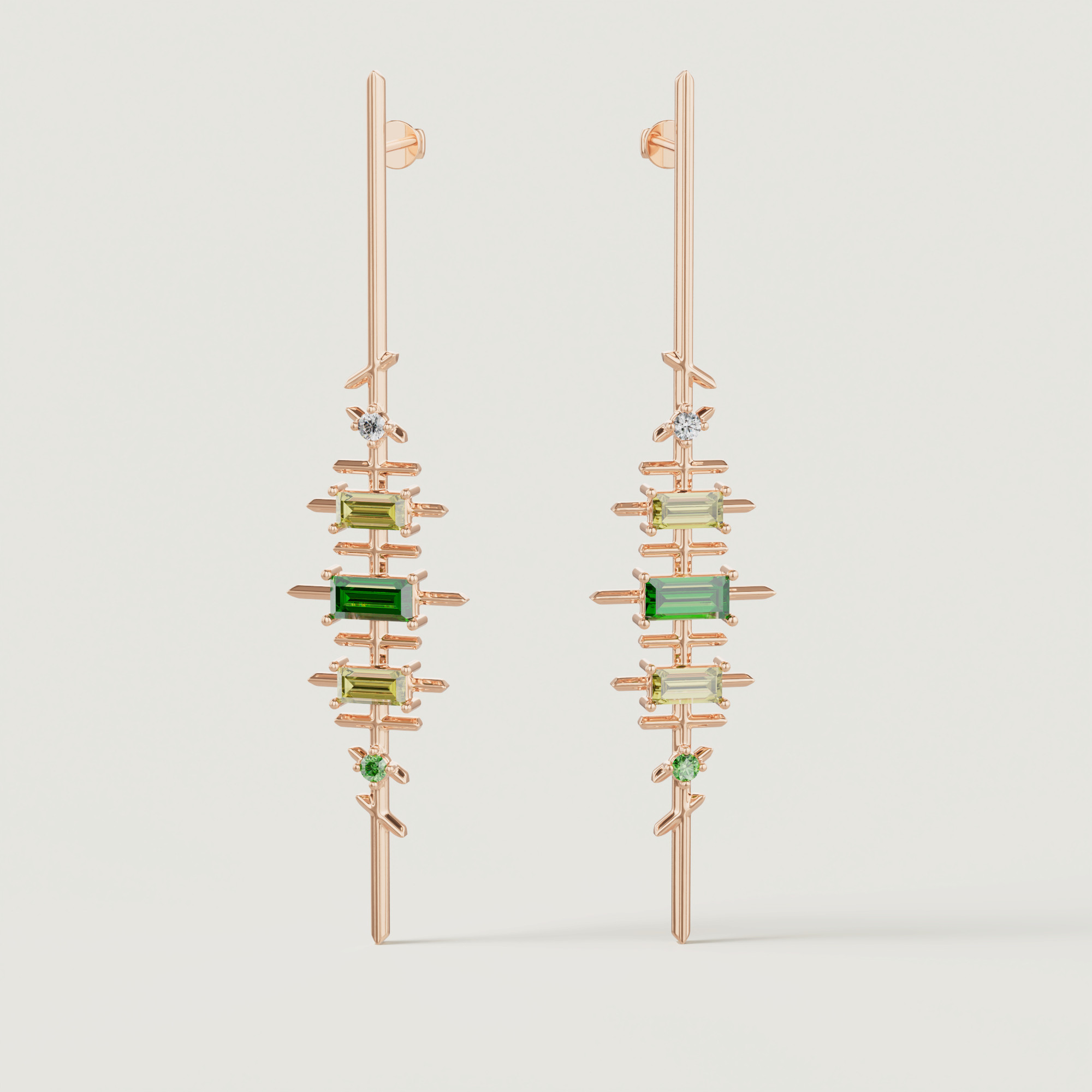 Fiesta Diamond And Precious Gem Earrings In 18k Rose Gold