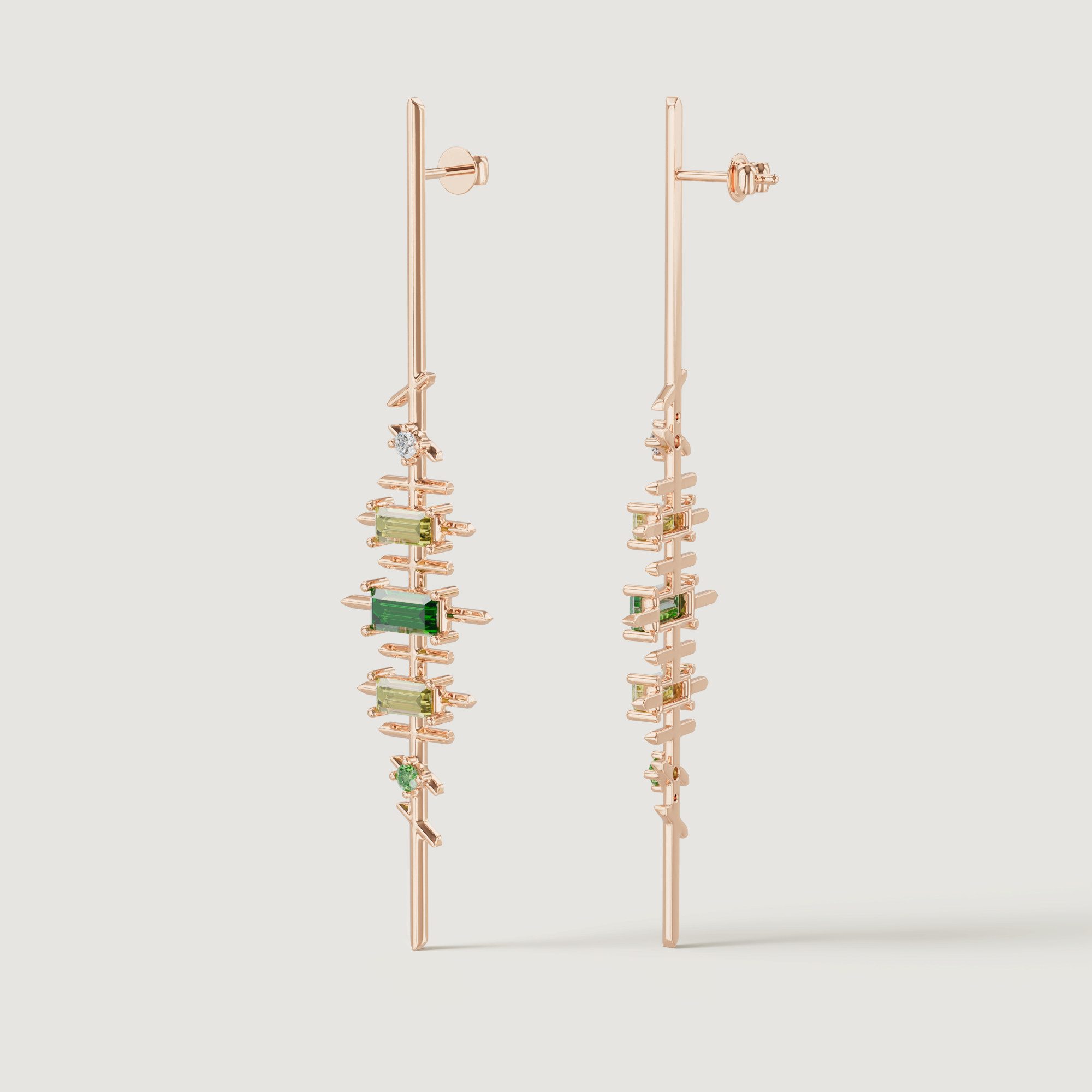 Fiesta Diamond And Precious Gem Earrings In 18k Rose Gold