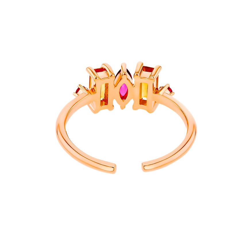 Sparks Coloured Gemstone Adjustable Midi Ring 18k Rose Gold