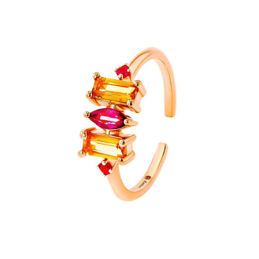 Sparks Coloured Gemstone Adjustable Midi Ring 18k Rose Gold