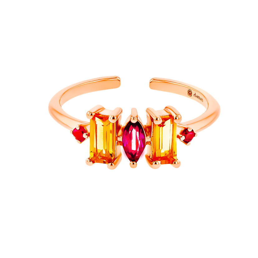 Sparks Coloured Gemstone Adjustable Midi Ring 18k Rose Gold