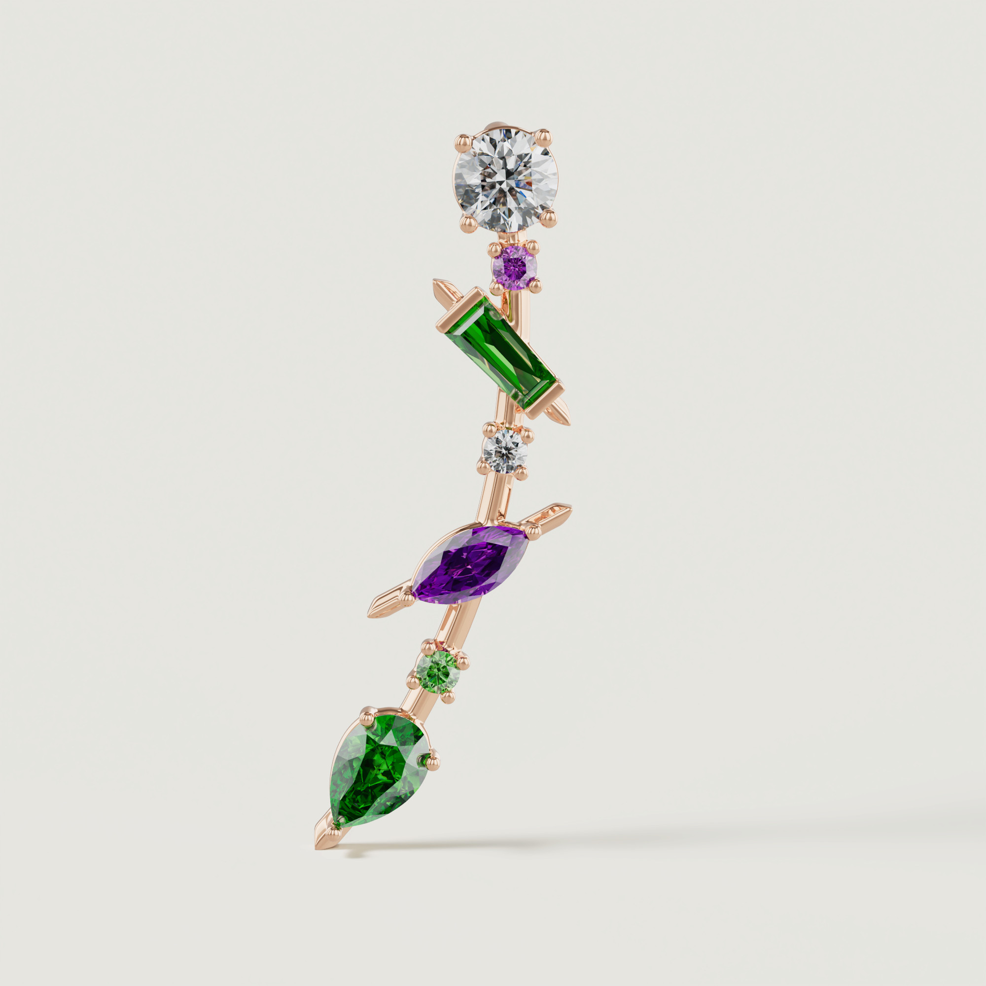 Fiesta Diamond And Precious Gem Earrings In 18k Rose Gold