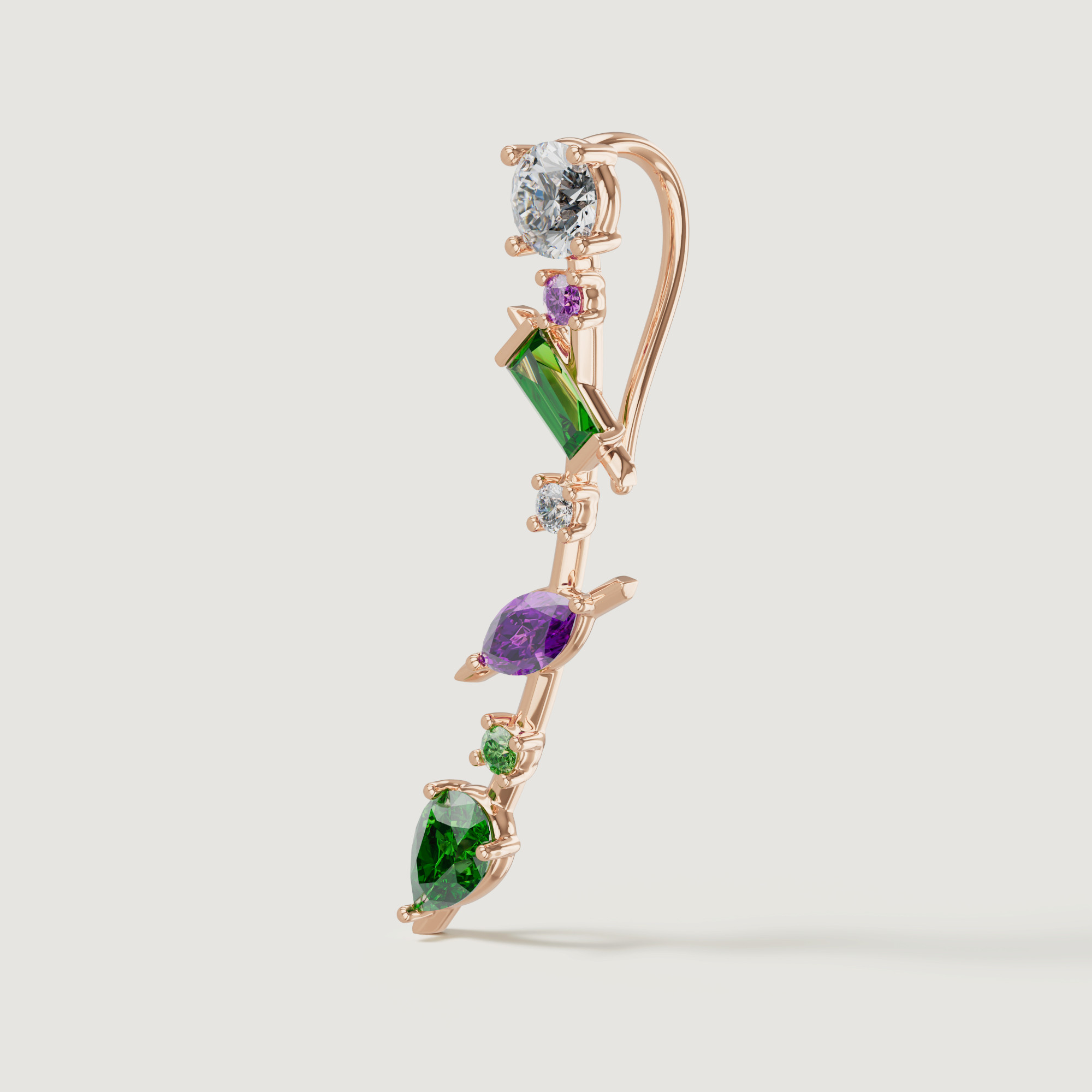 Fiesta Diamond And Precious Gem Earrings In 18k Rose Gold