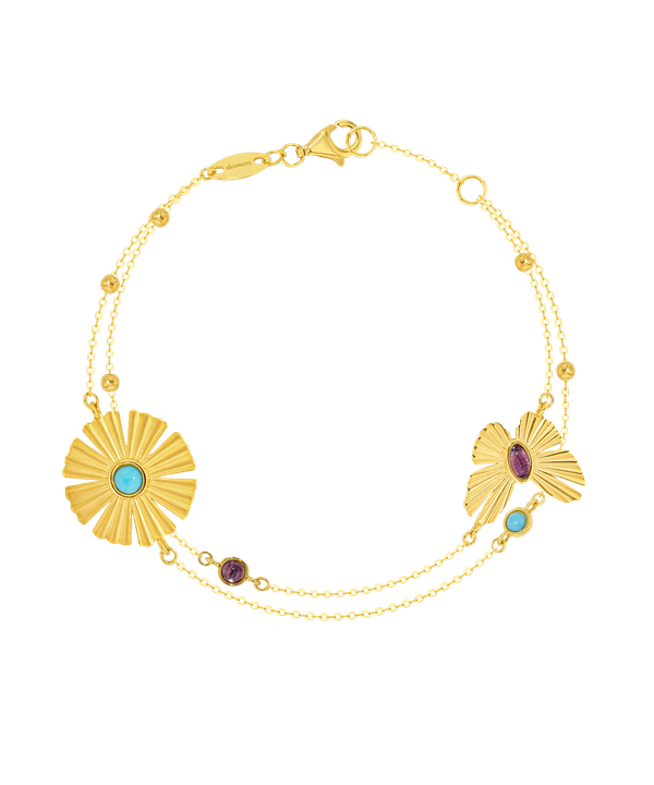 Sunkiss Large Arfaj Desert Daisy And Butterfly Tiered Bracelet