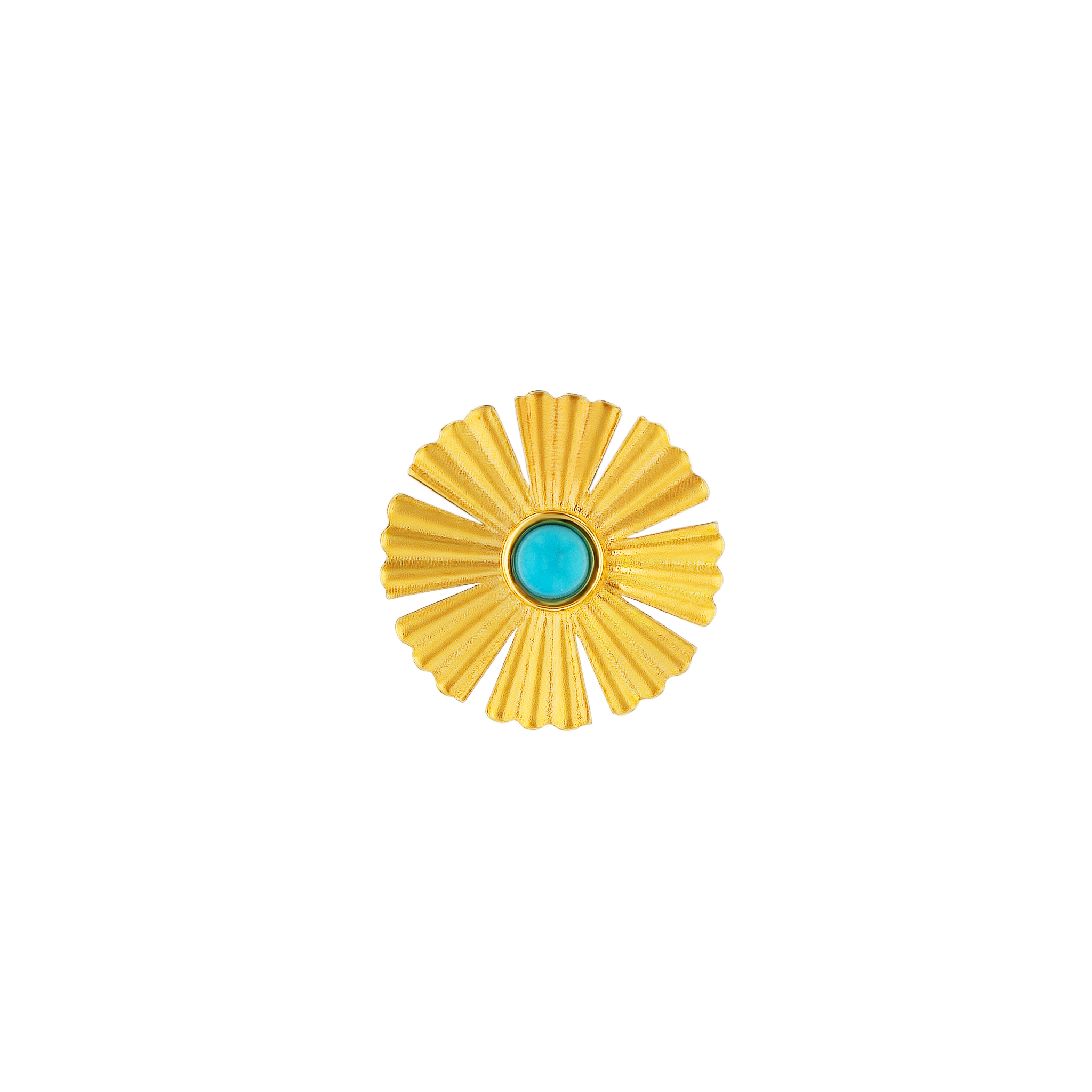 Sunkiss Earrings In 18K Yellow Gold With Arfaj Flower And Turquoise