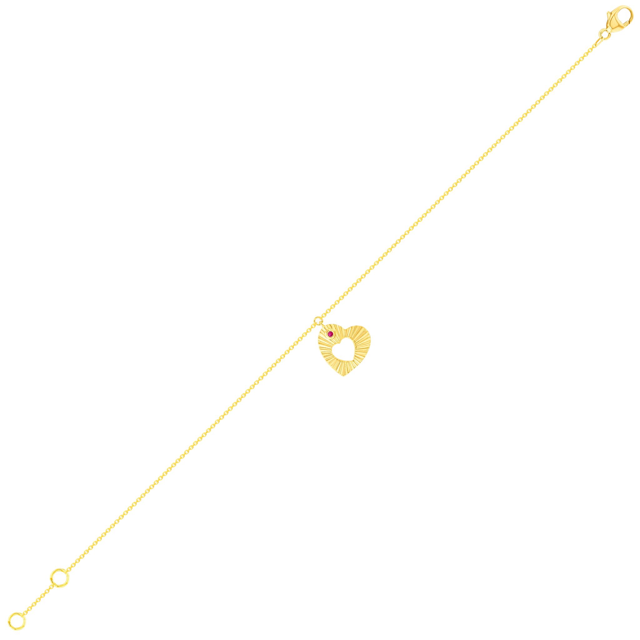 Sunkiss Hearts Bracelet In 18k Yellow Gold And Studded With Ruby