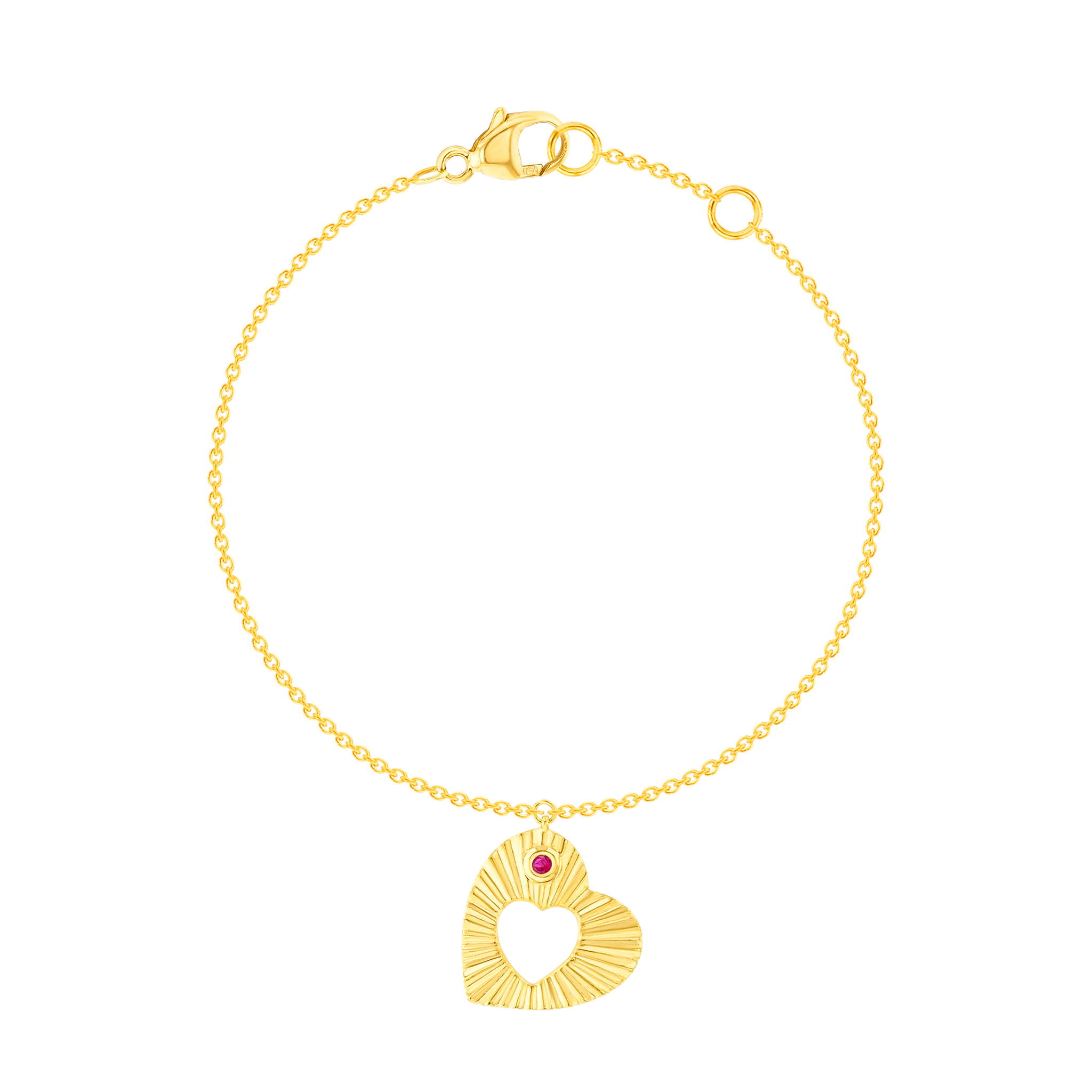 Sunkiss Hearts Bracelet In 18k Yellow Gold And Studded With Ruby