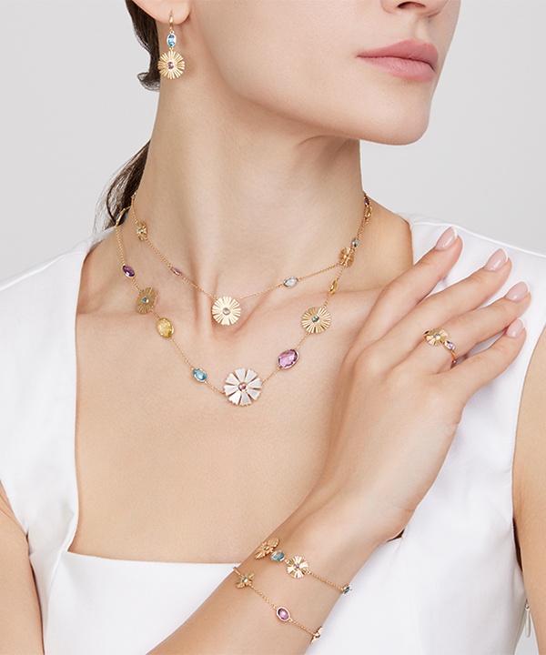 Sunkiss Garden Mother of Pearl Necklace in 18K Yellow Gold