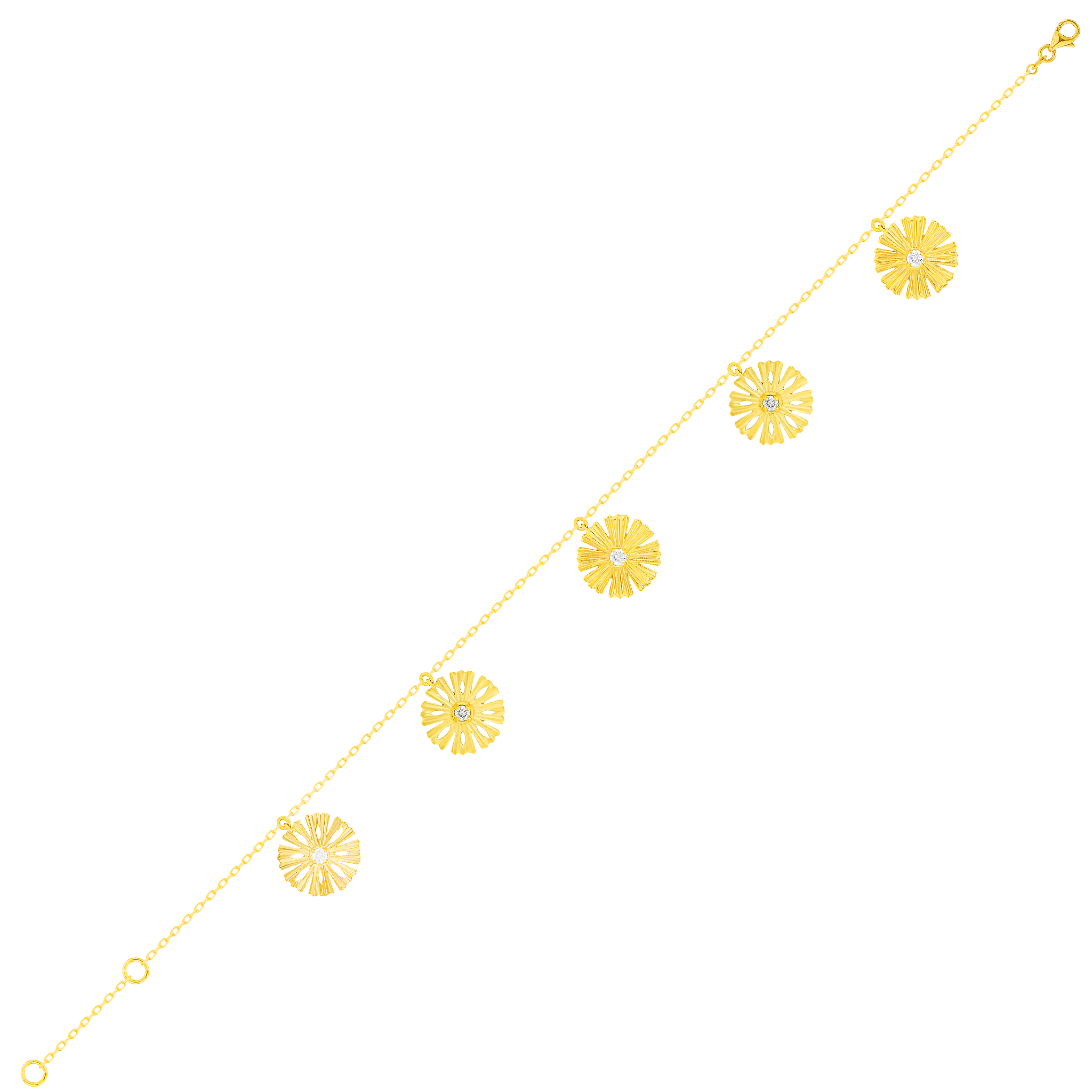 Sunkiss Arfaj Daisy Multi Motif Anklet In 18k Yellow Gold