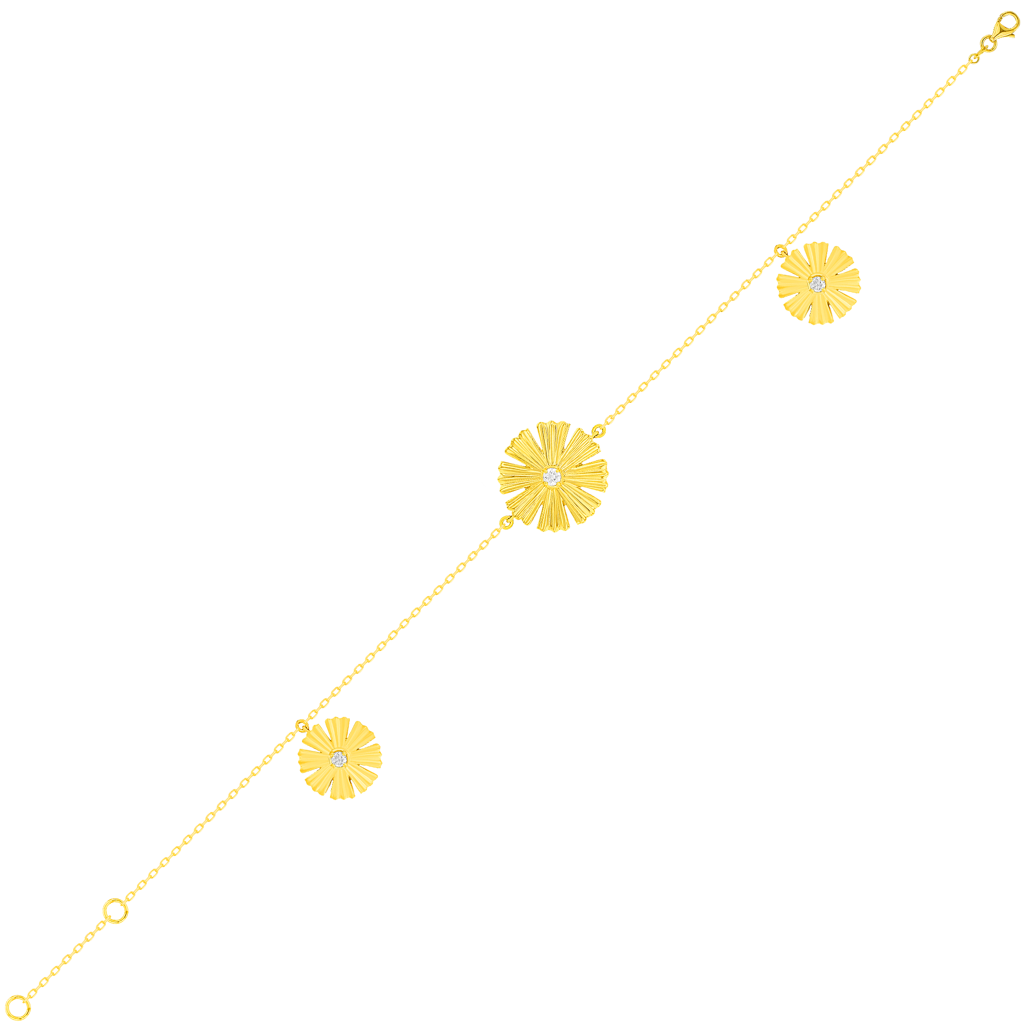 Sunkiss Arfaj Daisy Multi Sized Motif Double Sided Bracelet With Mother Of Pearl And Diamond In 18k Yellow Gold