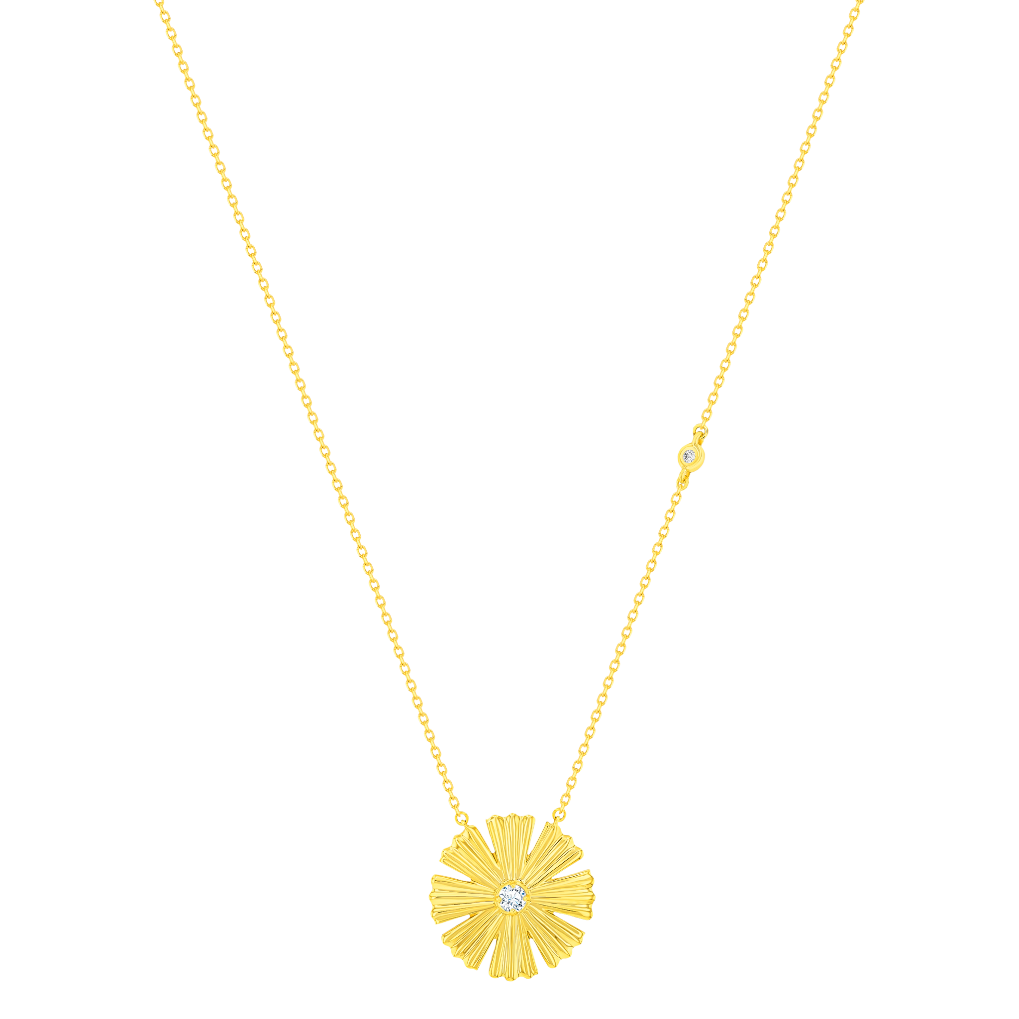 Farfash Sunkiss Arfaj Daisy Necklace With Diamond And Mother Of Pearl In 18k Yellow Gold