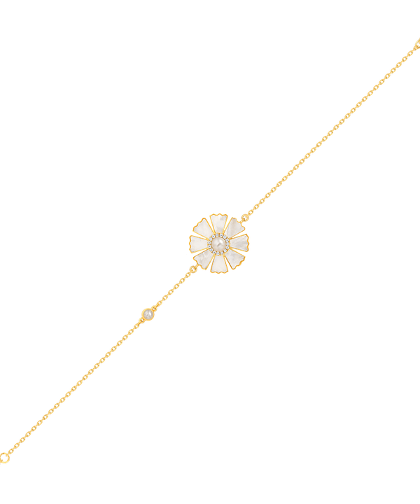 Sunkiss Yellow Gold Bracelet With Pearl Mother Of Pearl And Diamond