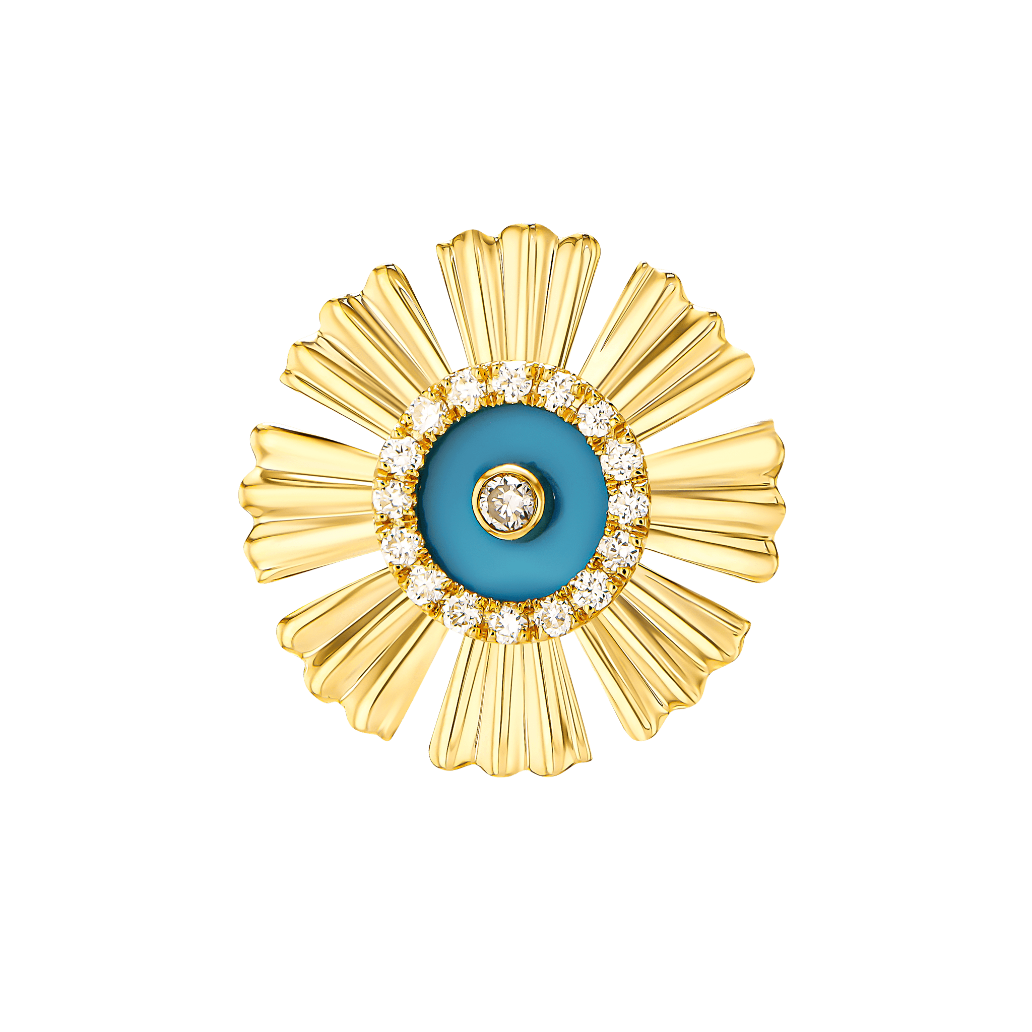 Sunkiss Yellow Gold Earrings With Turquoise And Diamond