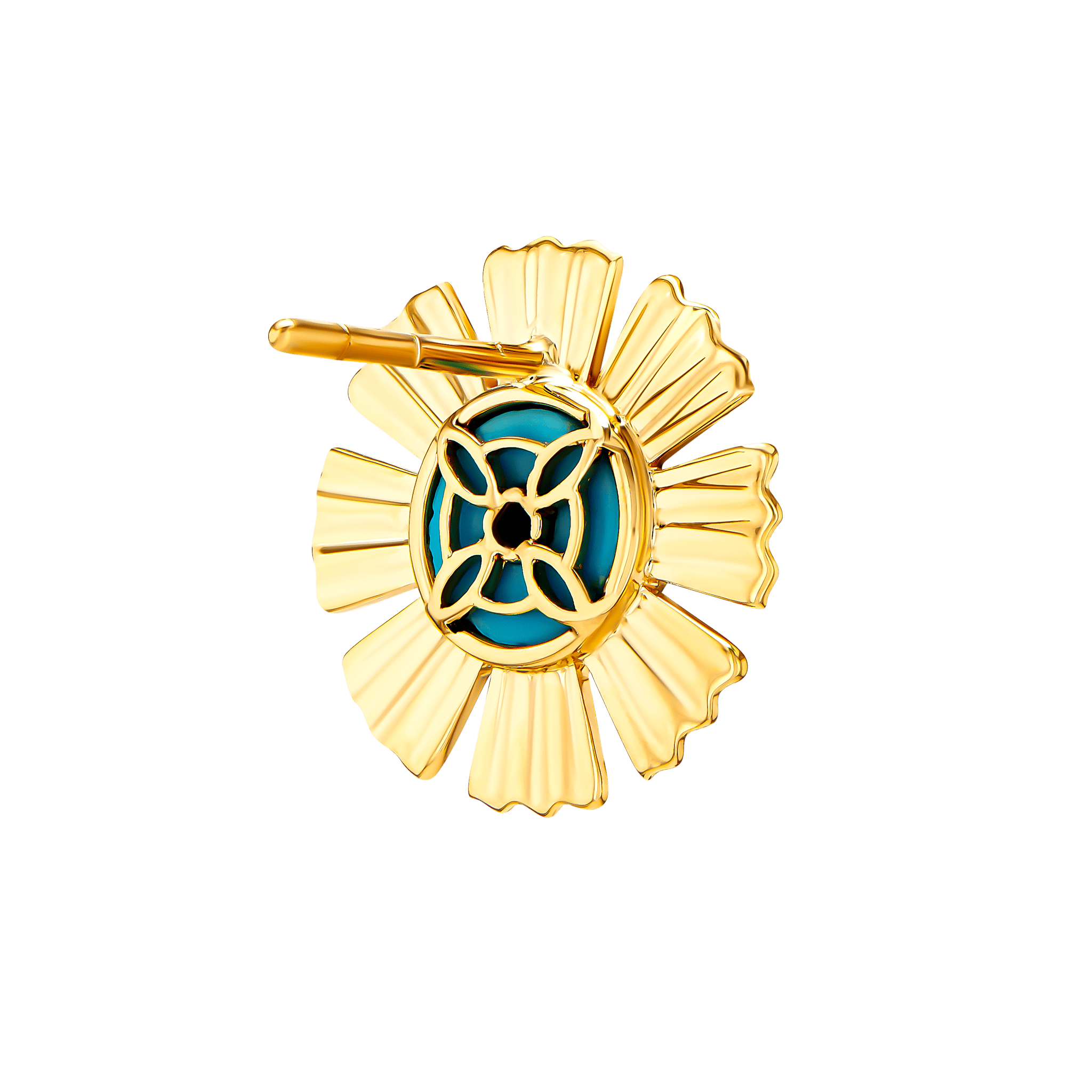 Sunkiss Yellow Gold Earrings With Turquoise And Diamond