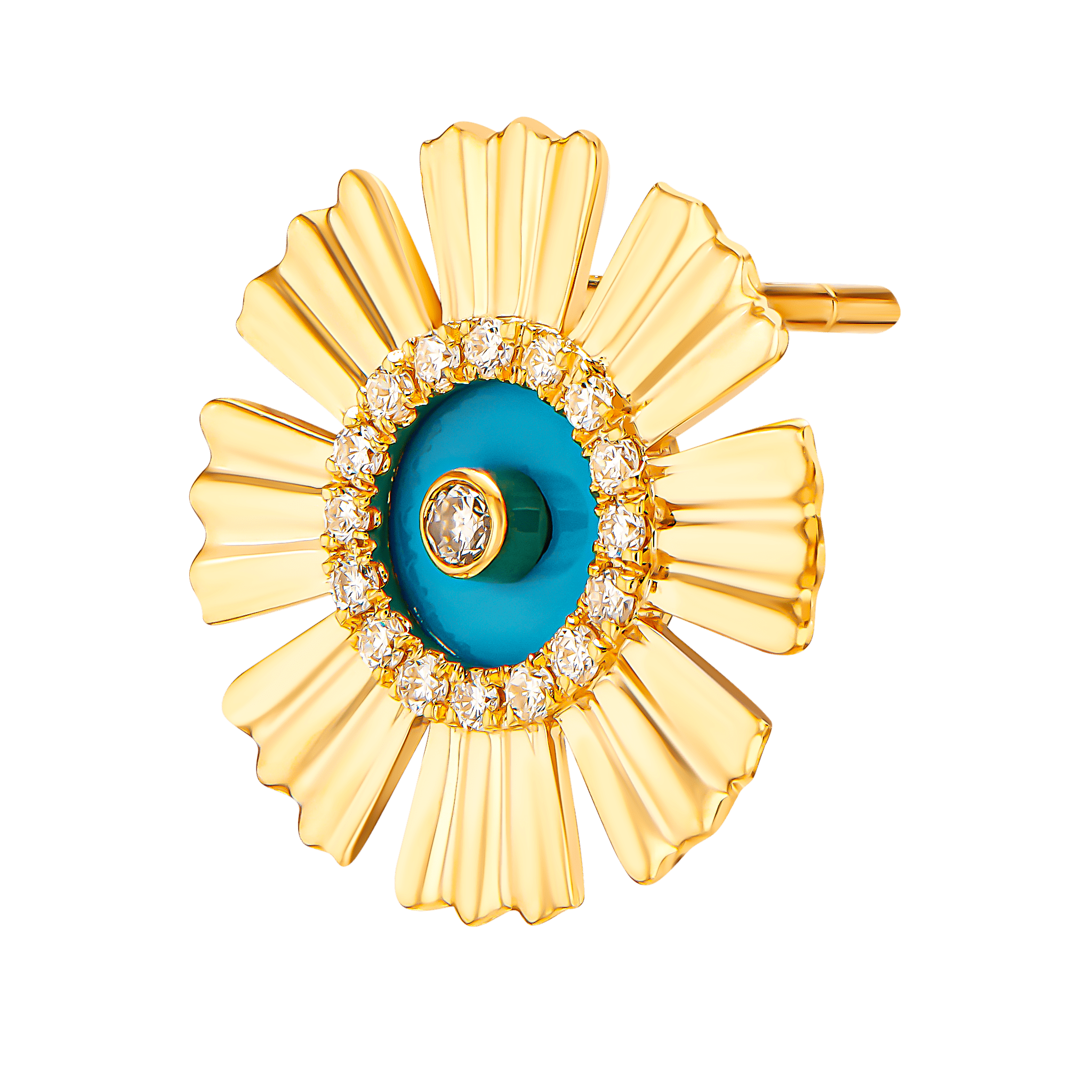 Sunkiss Yellow Gold Earrings With Turquoise And Diamond