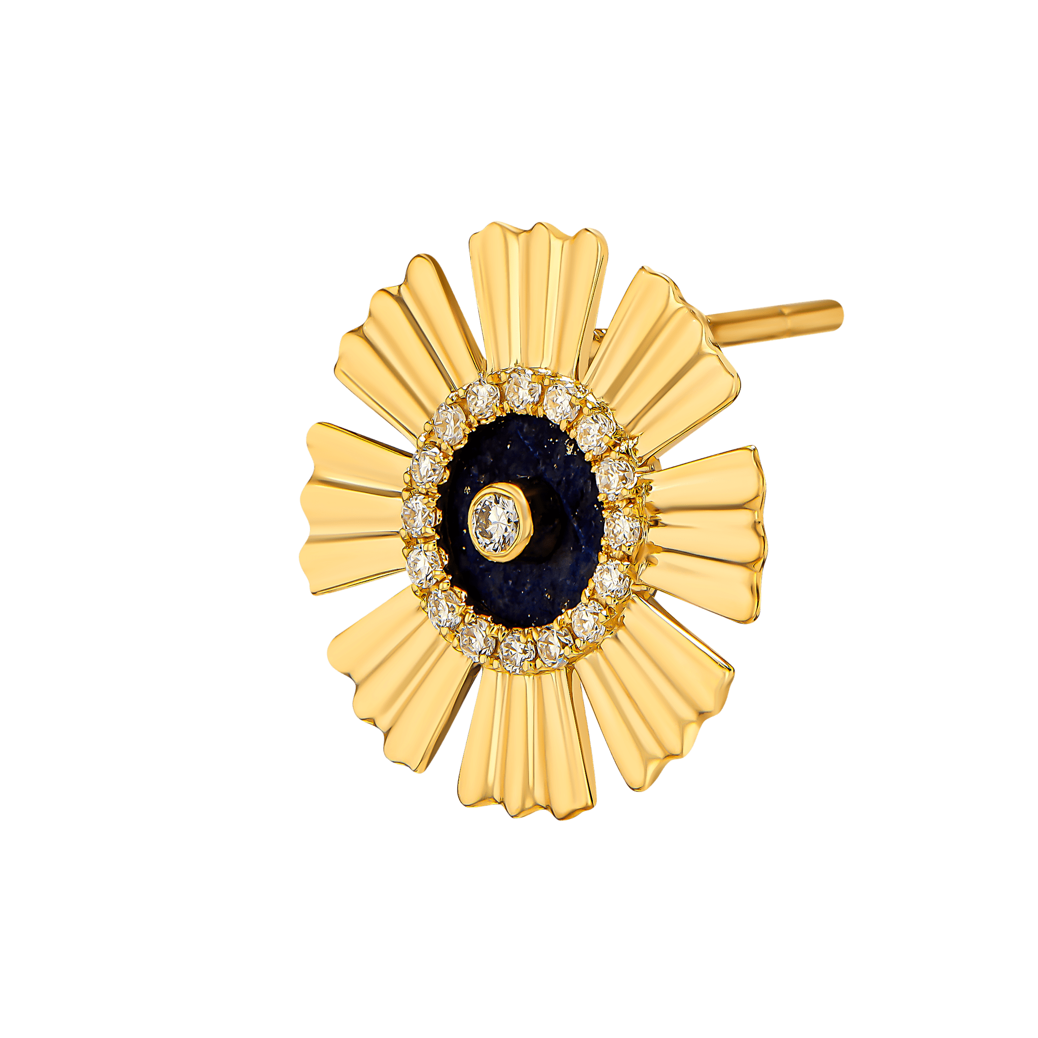 Sunkiss Yellow Gold Earrings With Lapis Lazuli And Diamond