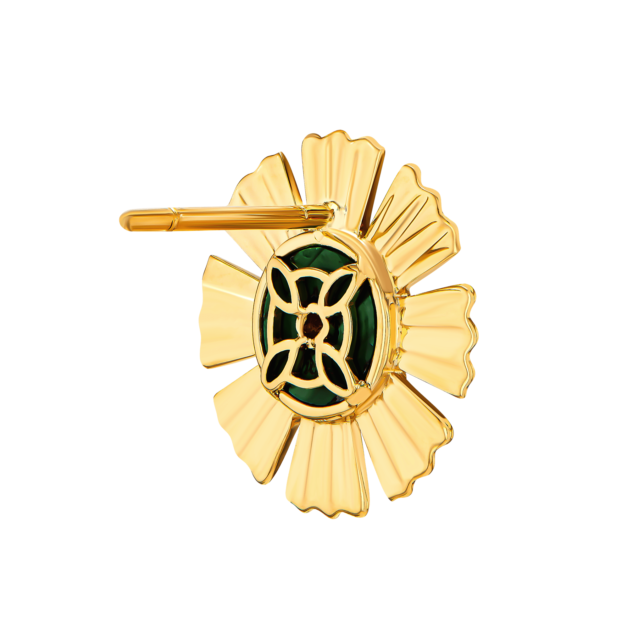 Sunkiss Yellow Gold Earrings With Malachite And Diamond