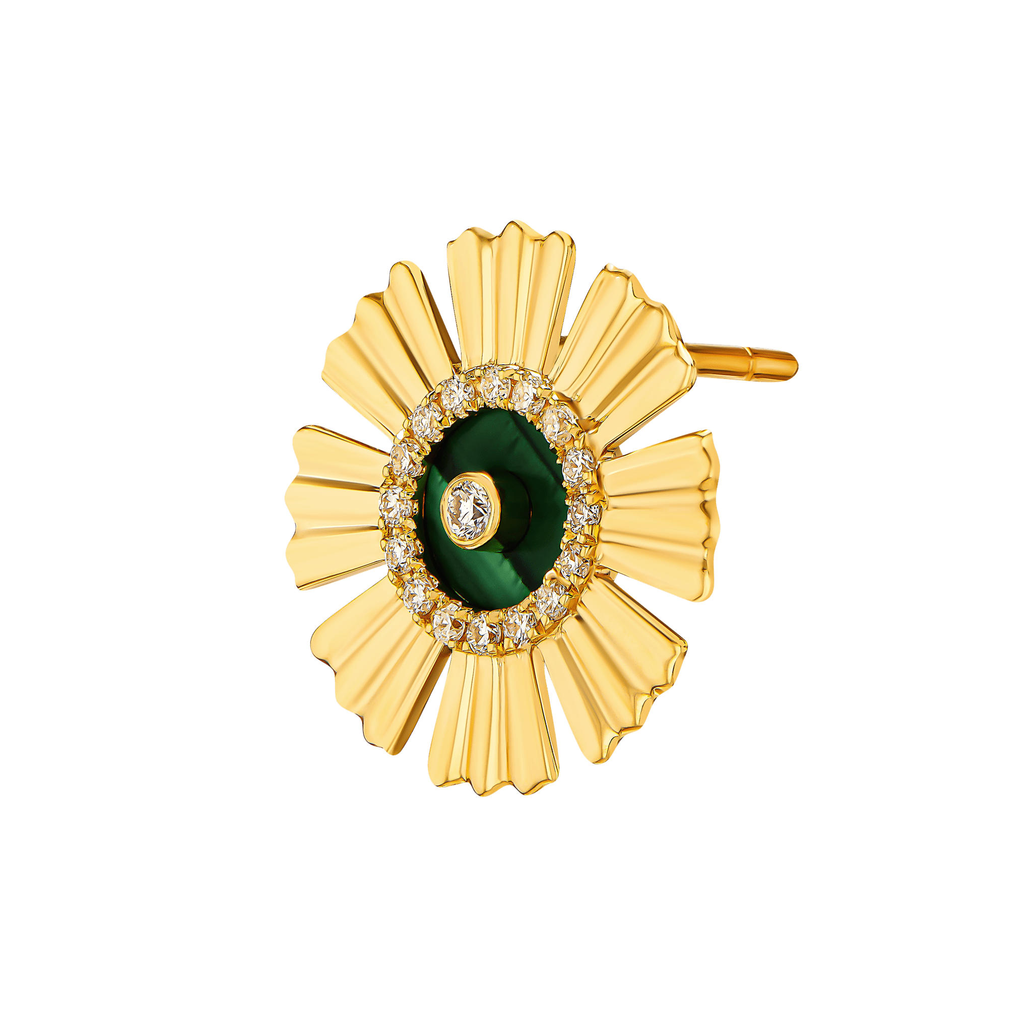 Sunkiss Yellow Gold Earrings With Malachite And Diamond