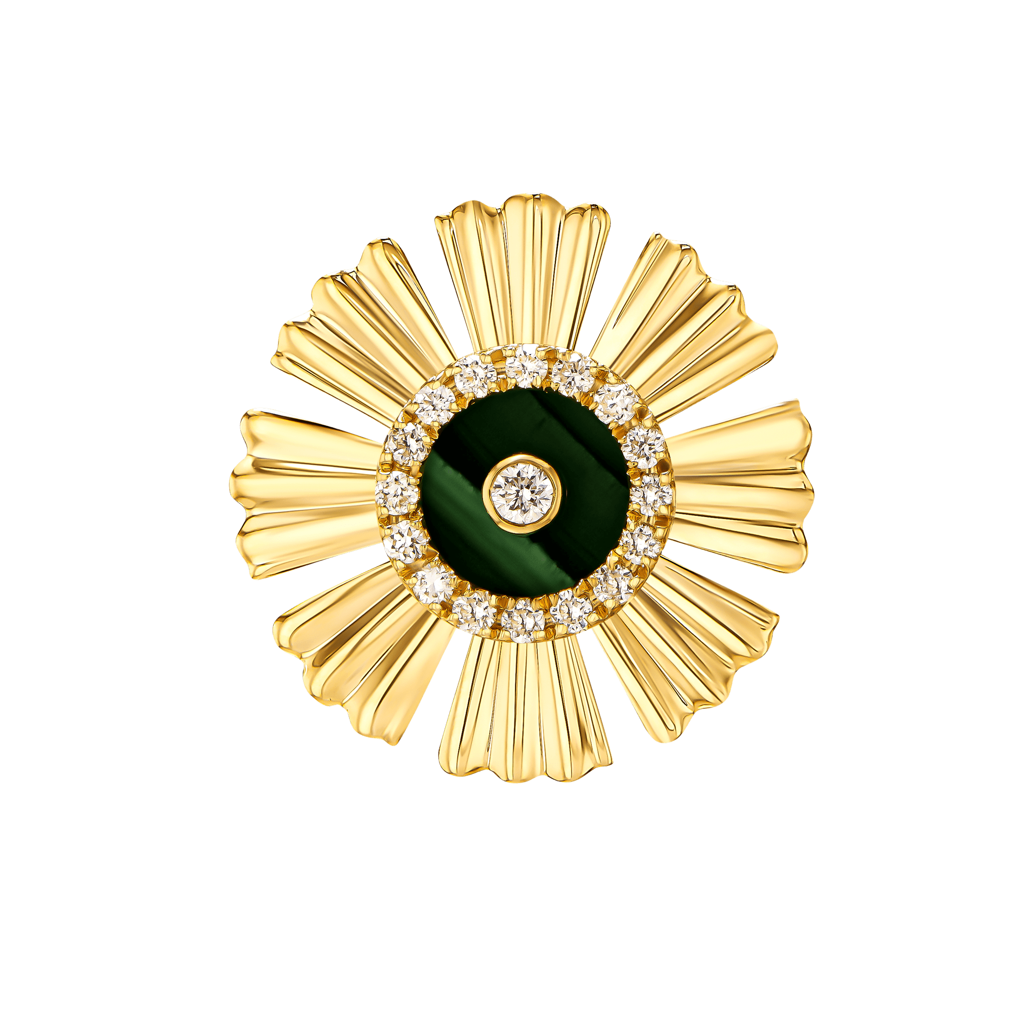 Sunkiss Yellow Gold Earrings With Malachite And Diamond