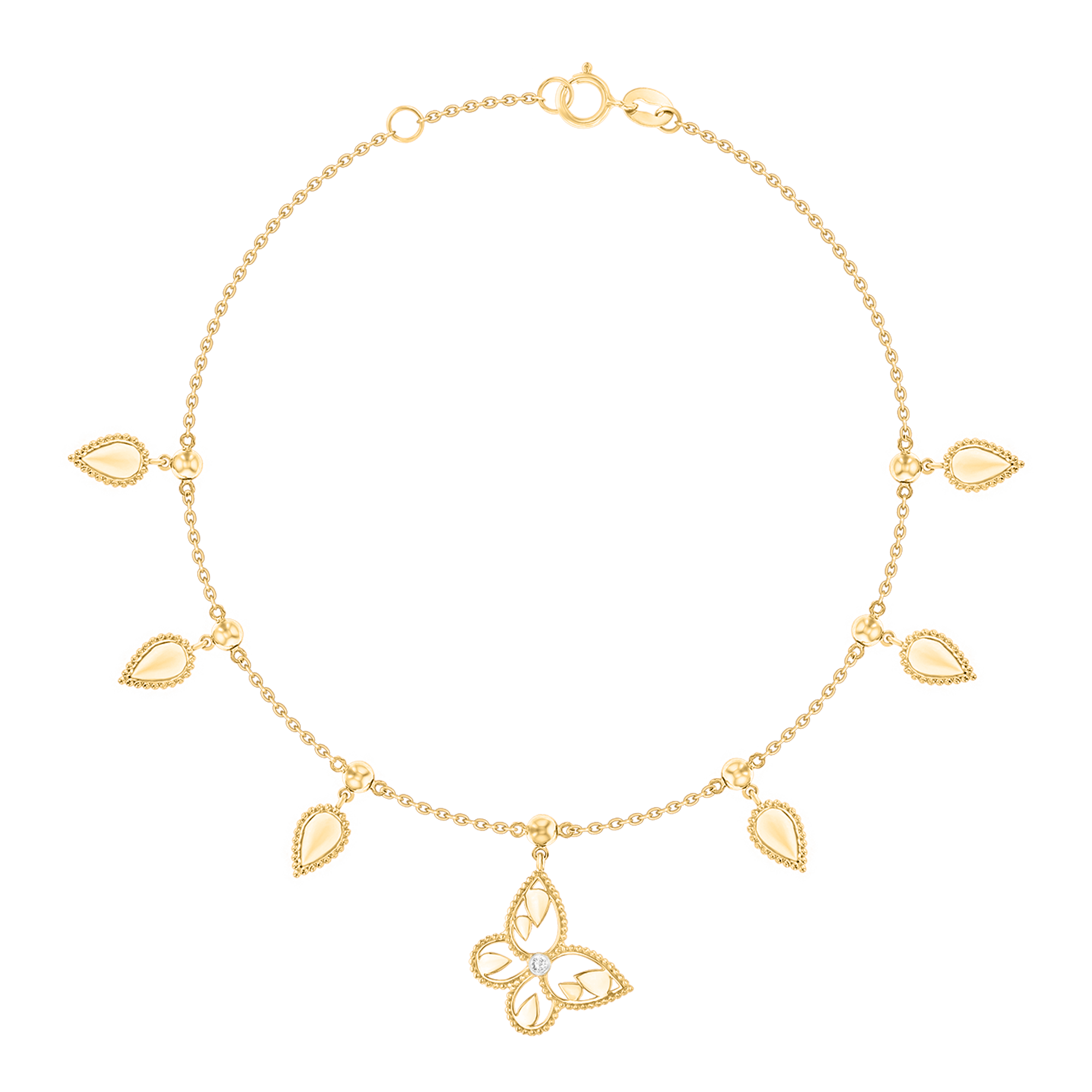 Frou Frou Diamond Leaves And Butterfly Bracelet