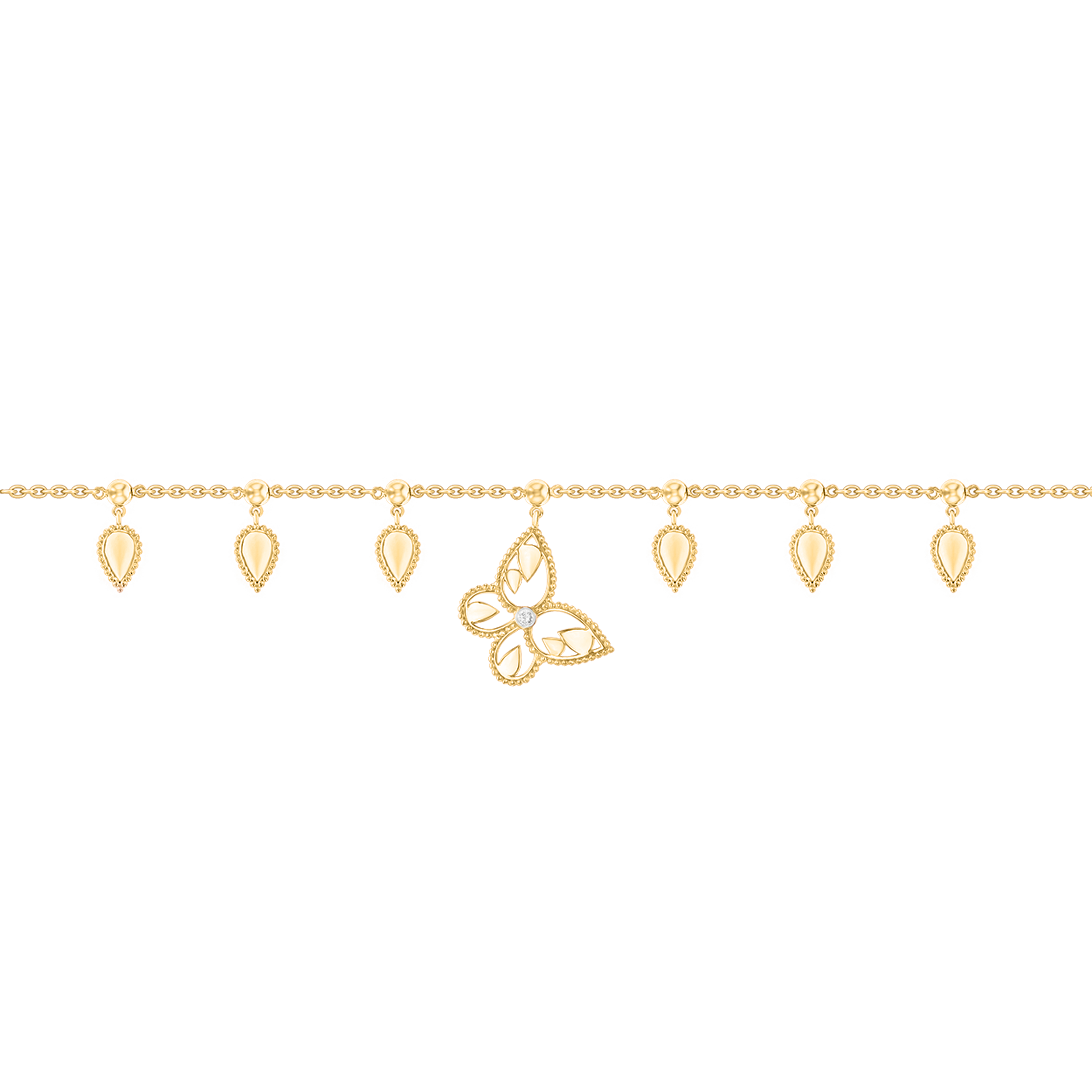 Frou Frou Diamond Leaves And Butterfly Bracelet