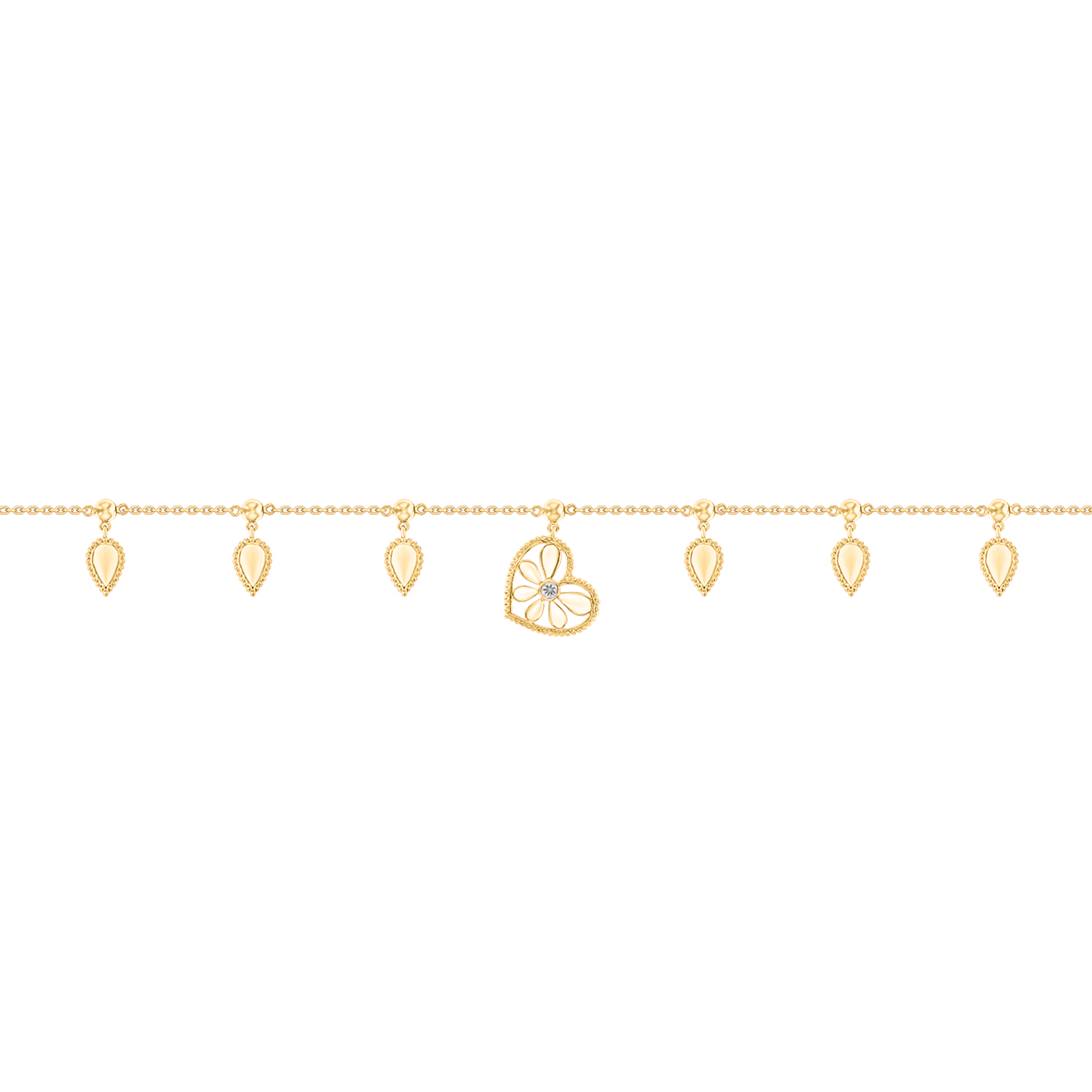 Frou Frou Diamond Leaves And Heart Bracelet