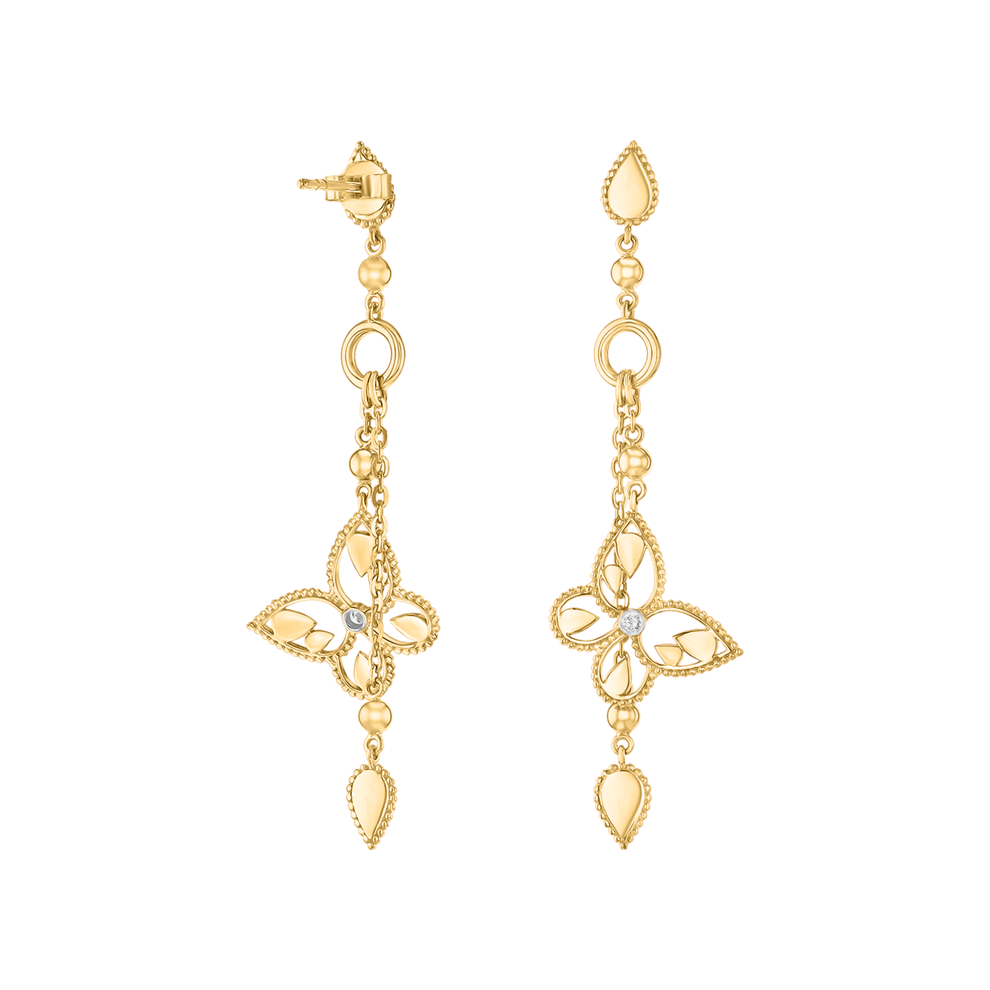 Frou Frou Diamond Butterfly Long Drop Earrings