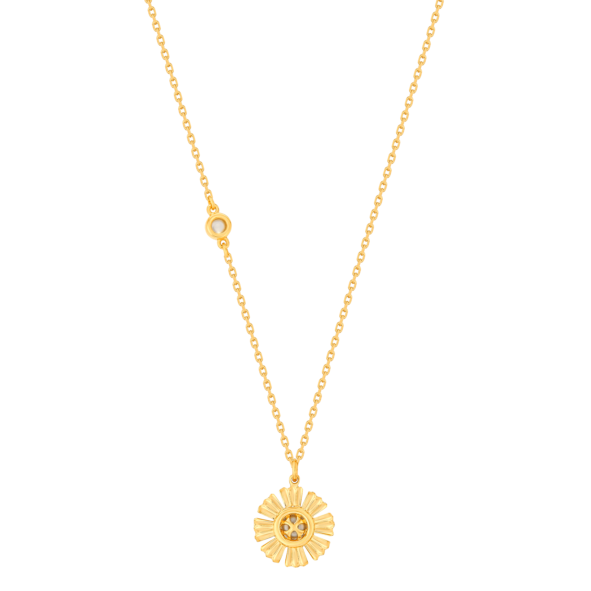 Sunkiss Yellow Gold Necklace With Pearl And Diamond