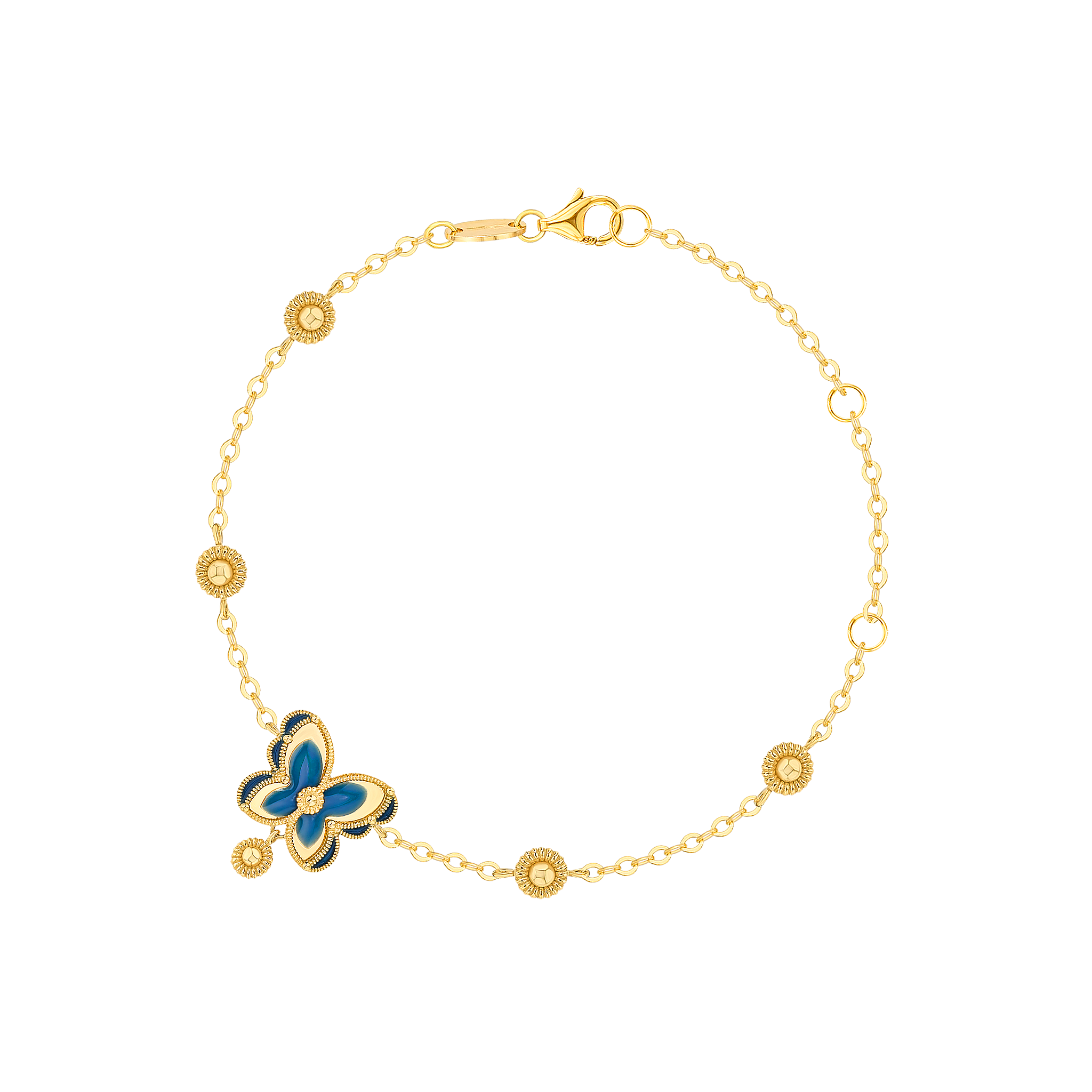 Giardino Butterfly Anklet With Blue Enamel