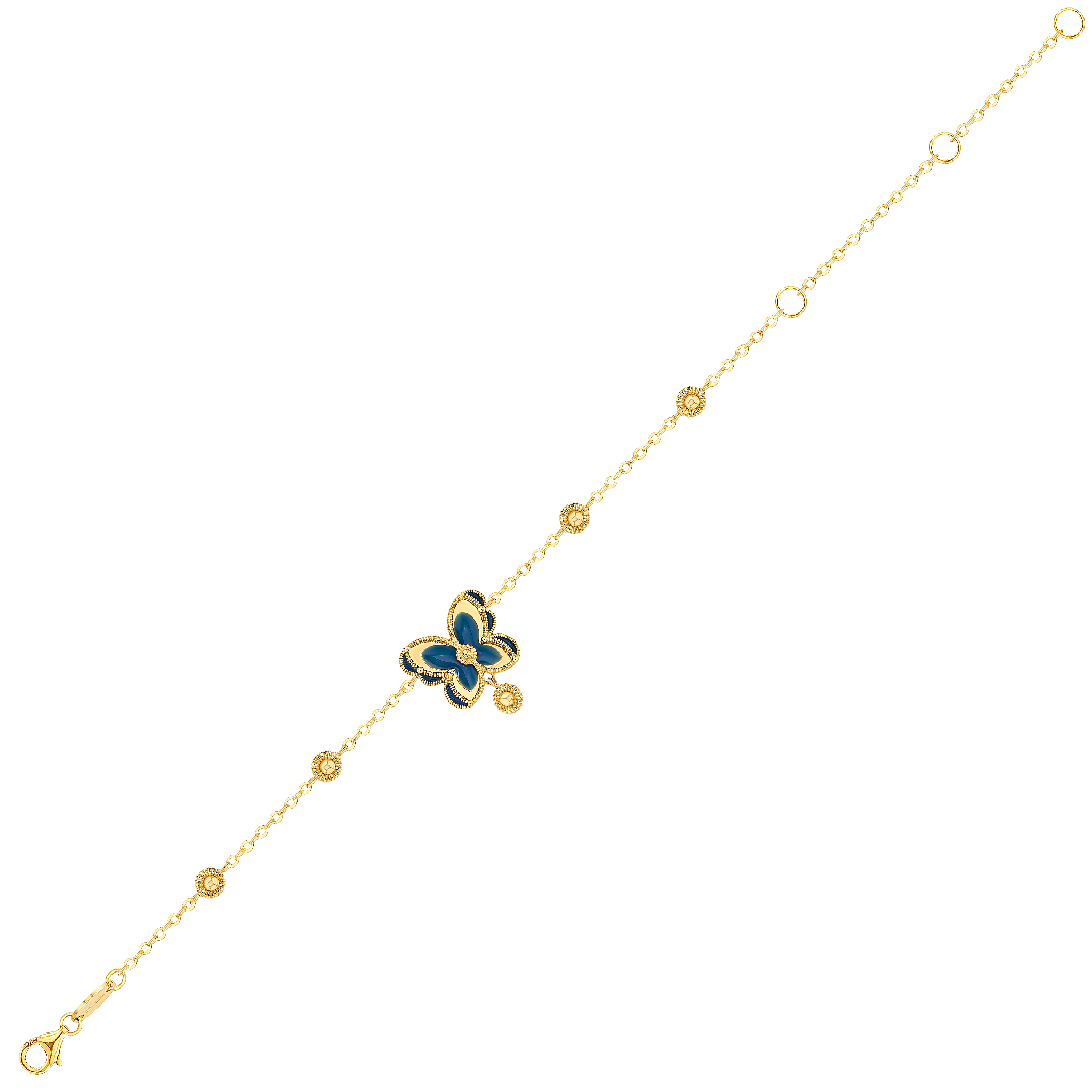 Giardino Butterfly Anklet With Blue Enamel