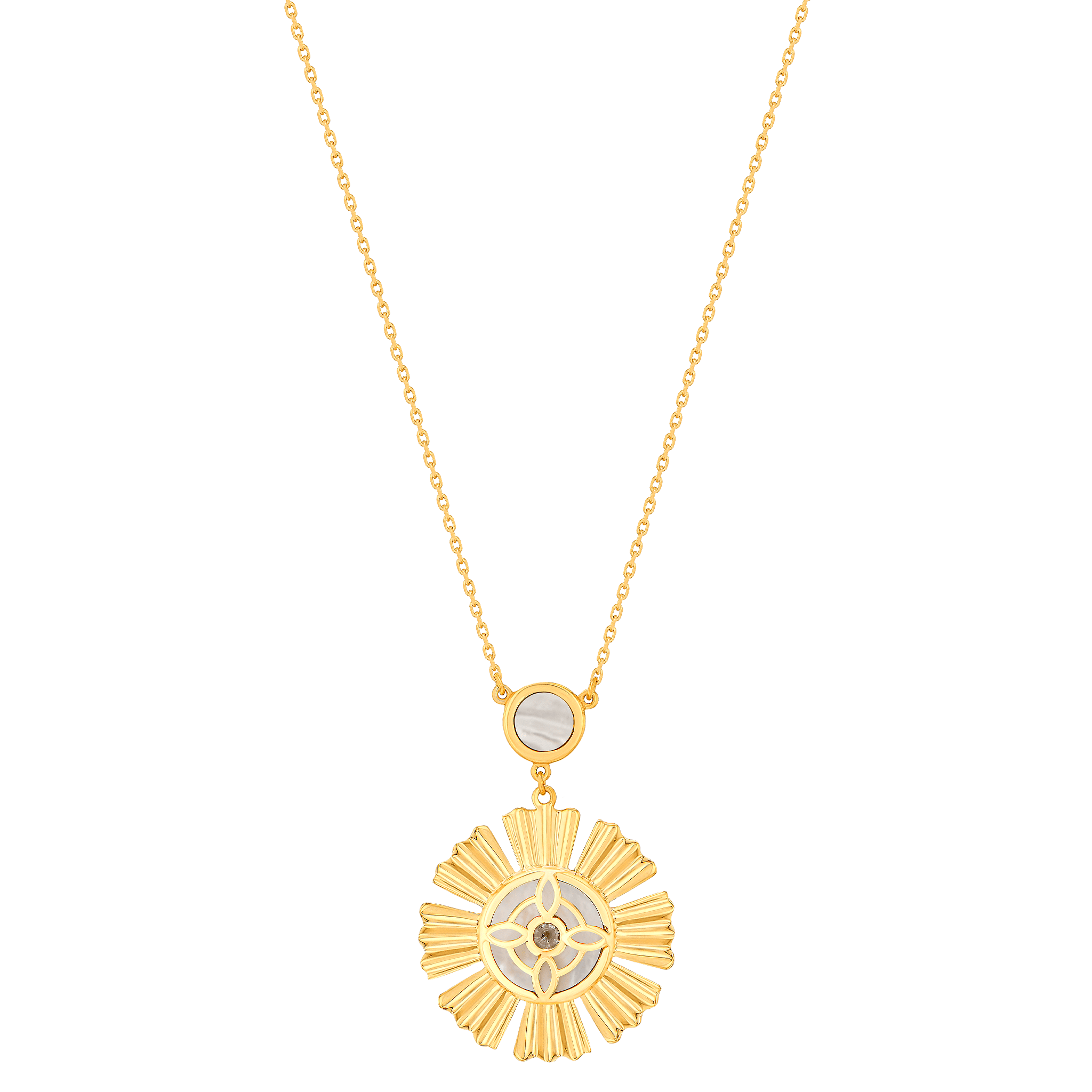 Sunkiss Yellow Gold Necklace With Mother Of Pearl And Diamond