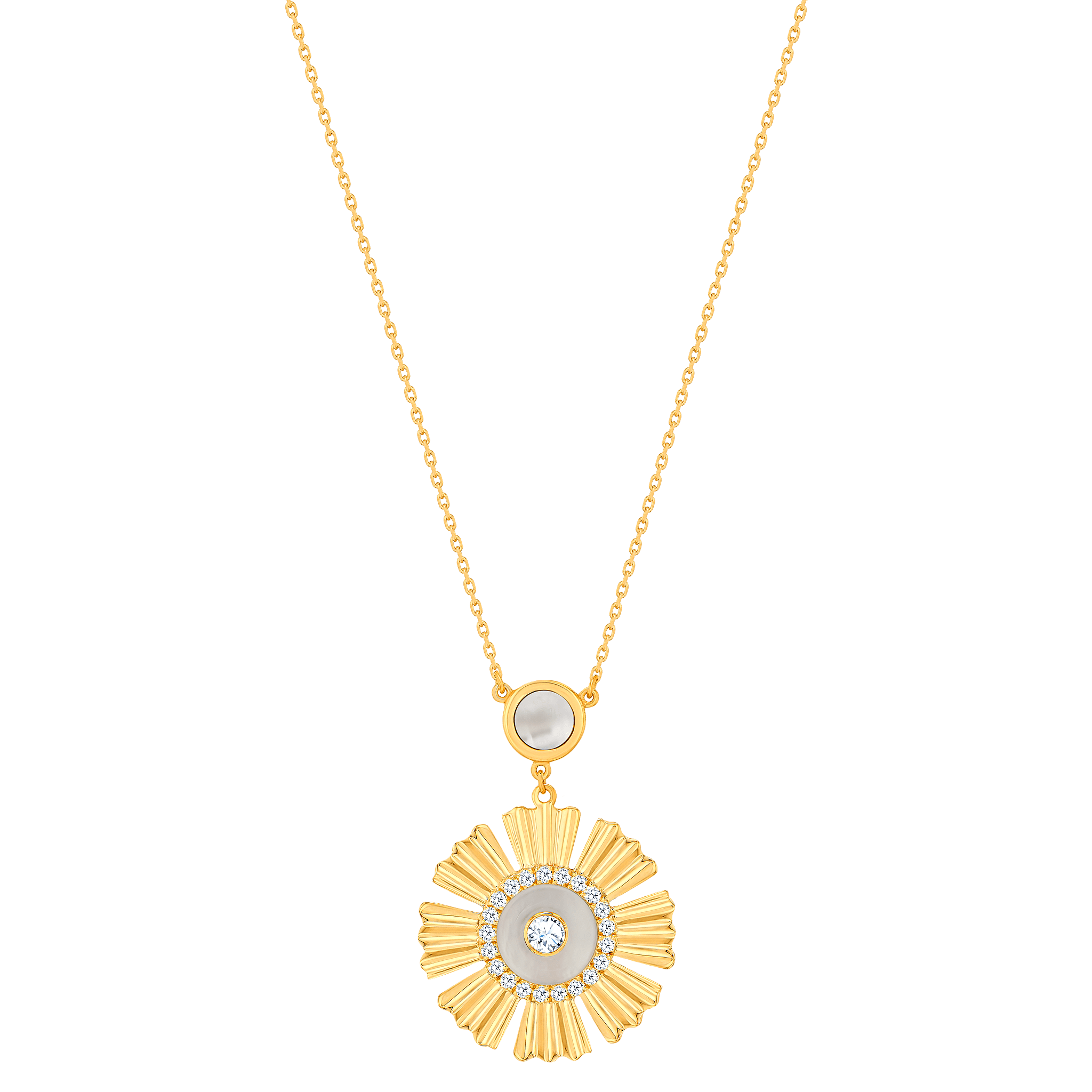 Sunkiss Yellow Gold Necklace With Mother Of Pearl And Diamond