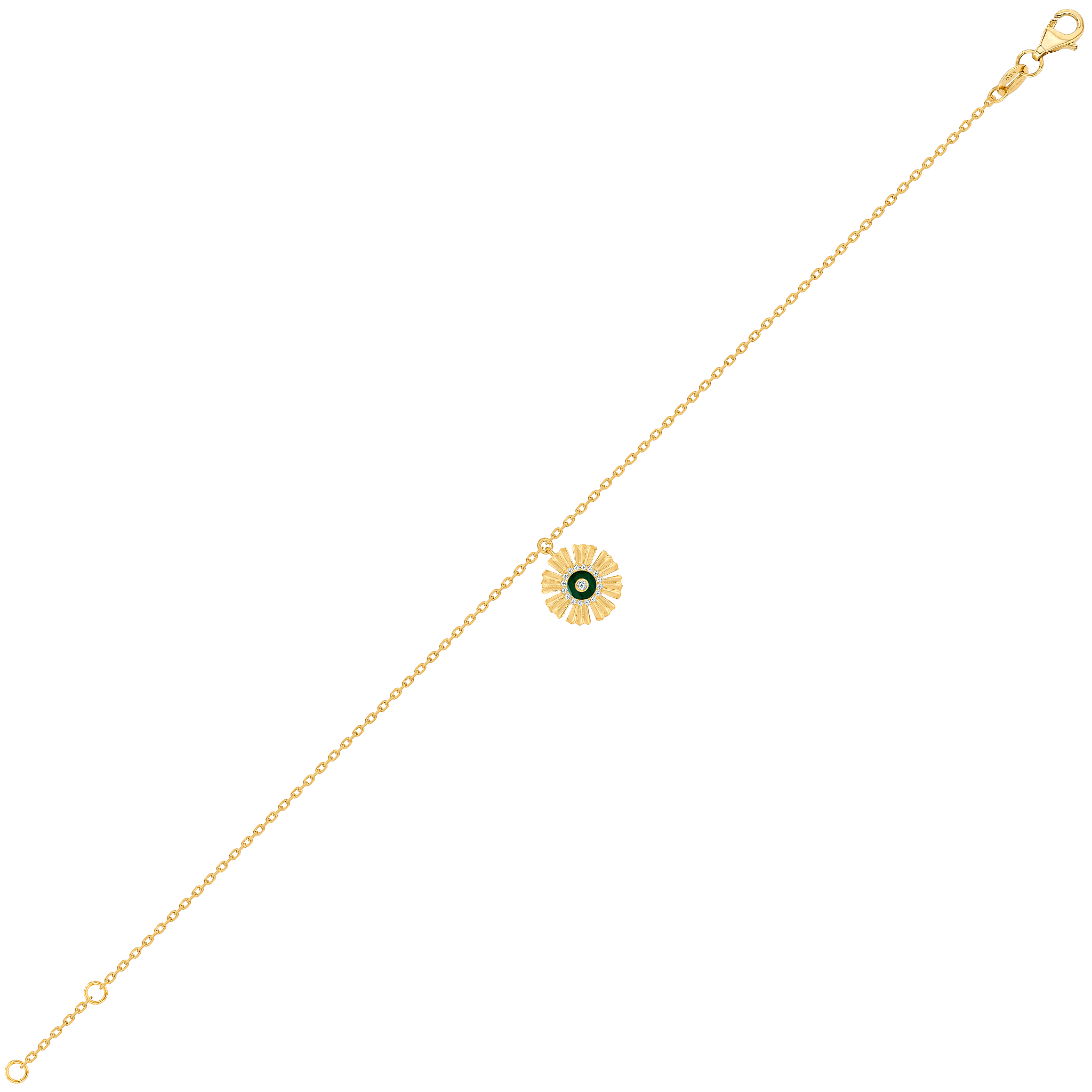 Sunkiss Yellow Gold Anklet With Malachite And Diamond