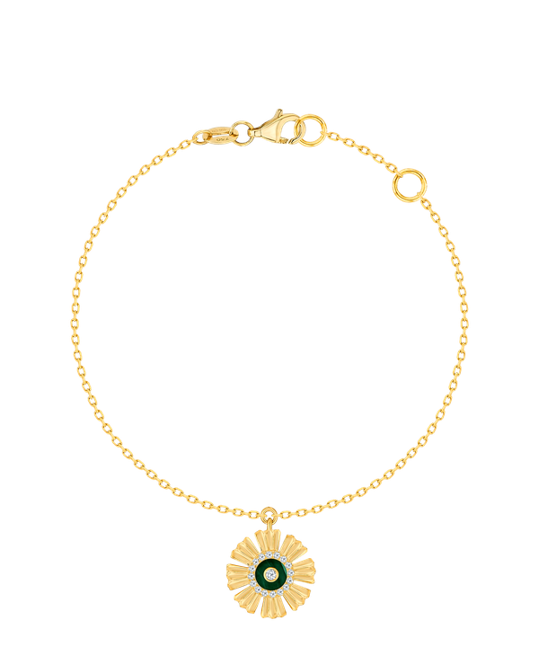 Happy Sunkiss Diamond Anklet in 18K Yellow Gold & malachite