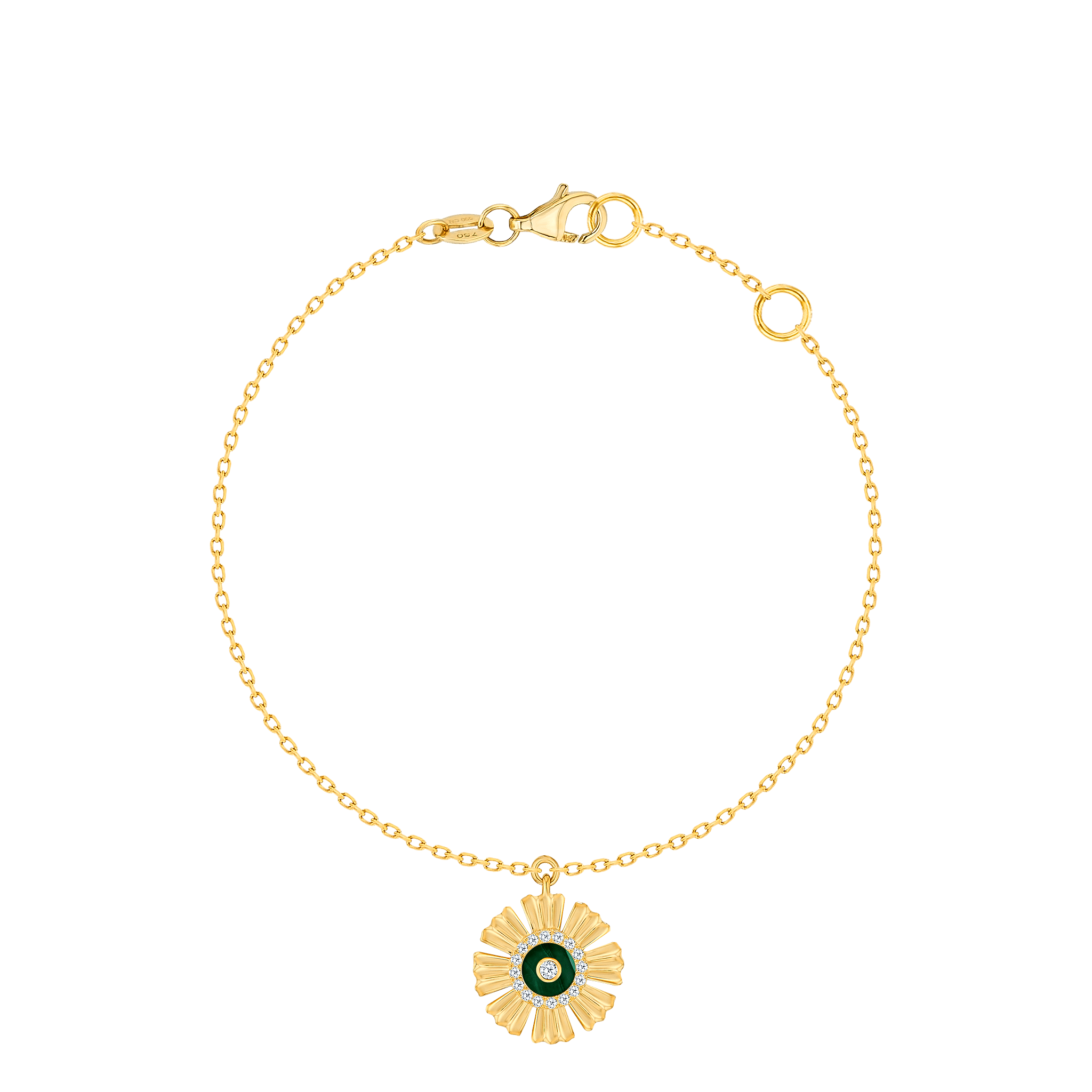 Sunkiss Yellow Gold Anklet With Malachite And Diamond