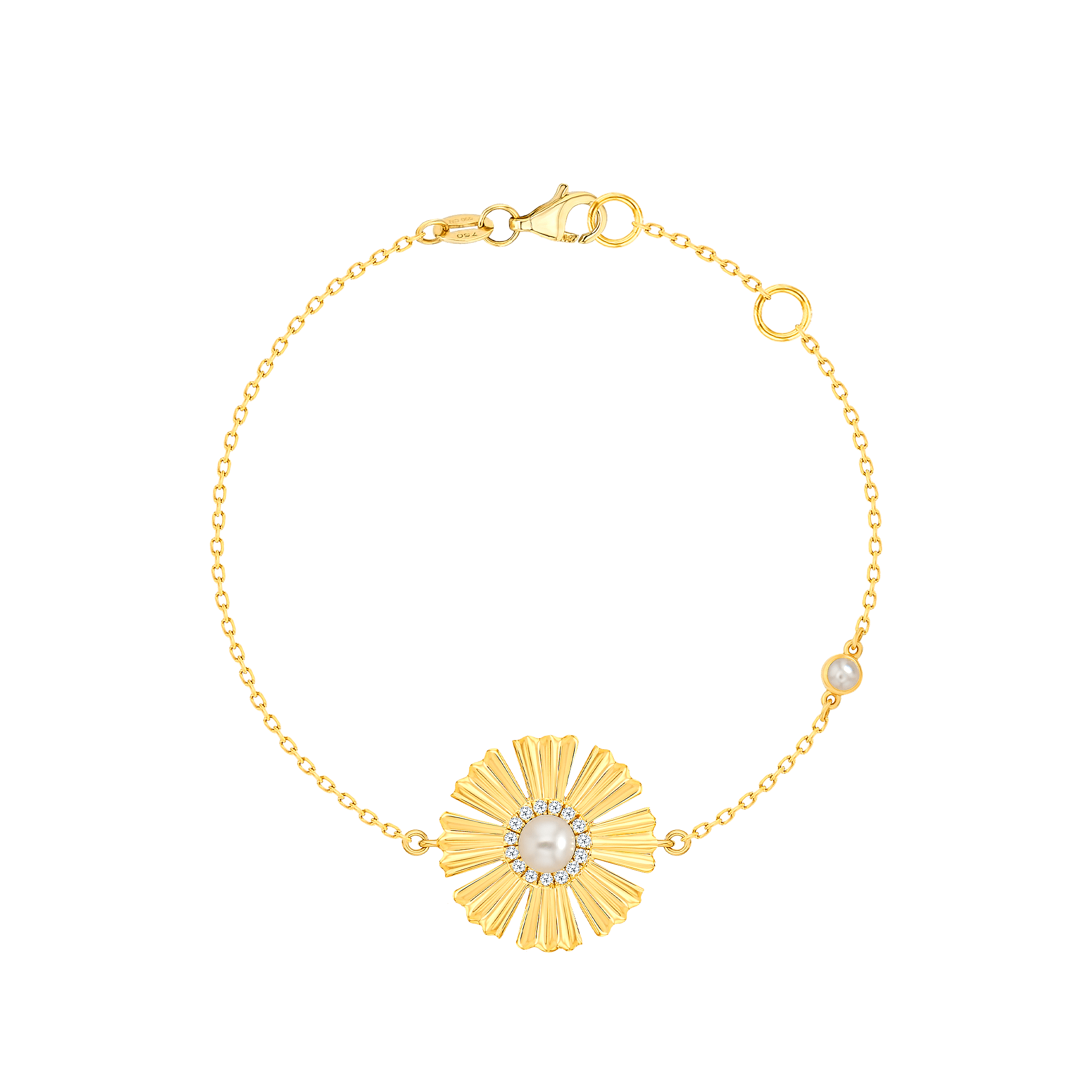 Sunkiss Yellow Gold Bracelet With Pearl And Diamond