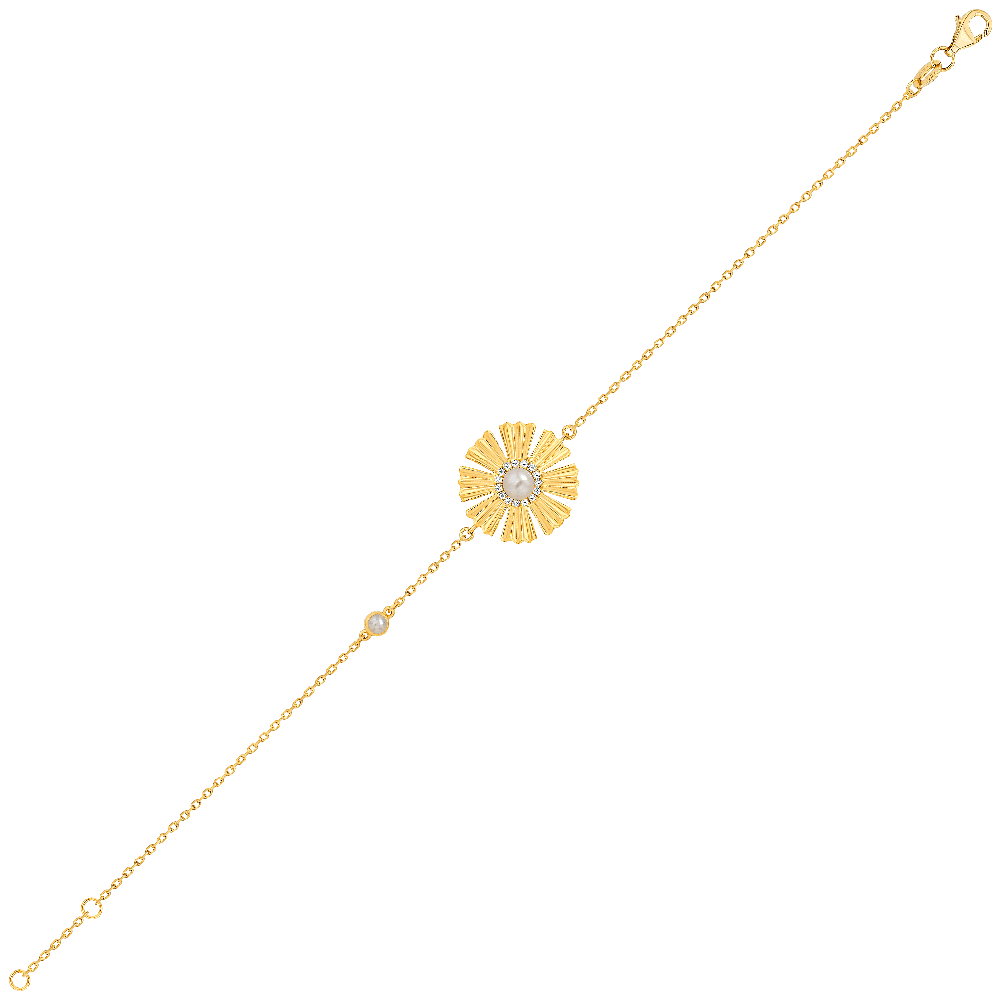 Sunkiss Yellow Gold Bracelet With Pearl And Diamond
