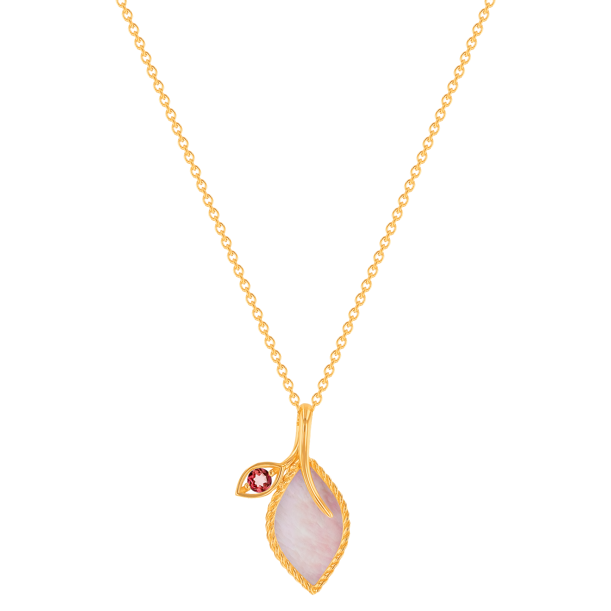 Foglia Mother of Pearl Necklace in 18K Rose Gold