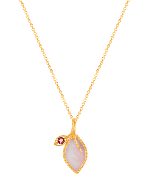 Foglia 18k Rose Gold With Pink Mother Of Pearl And Pink Tourmaline Stone