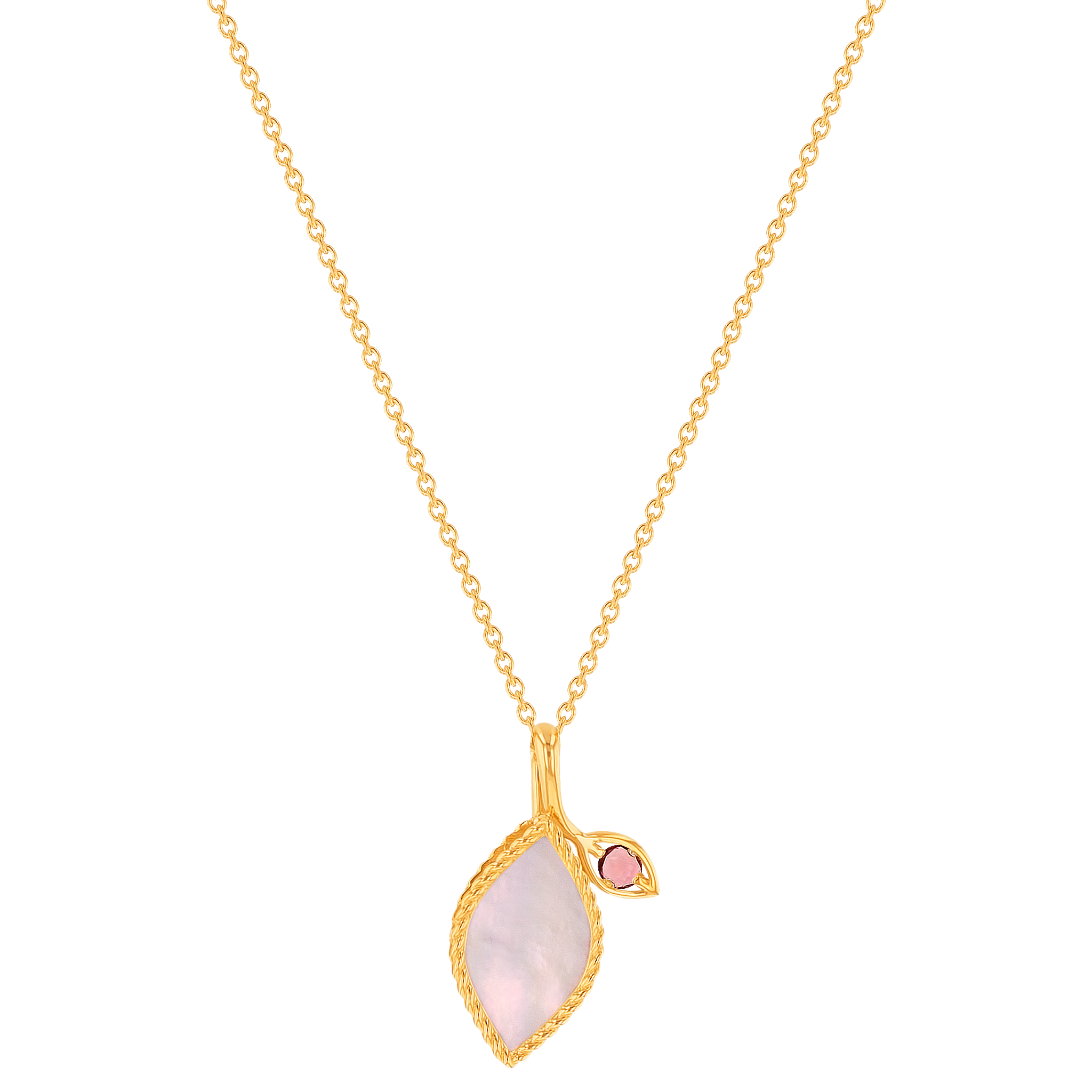 Foglia Mother of Pearl Necklace in 18K Rose Gold
