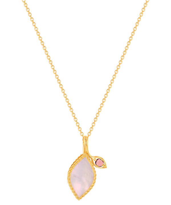 Foglia 18k Rose Gold With Pink Mother Of Pearl And Pink Tourmaline Stone