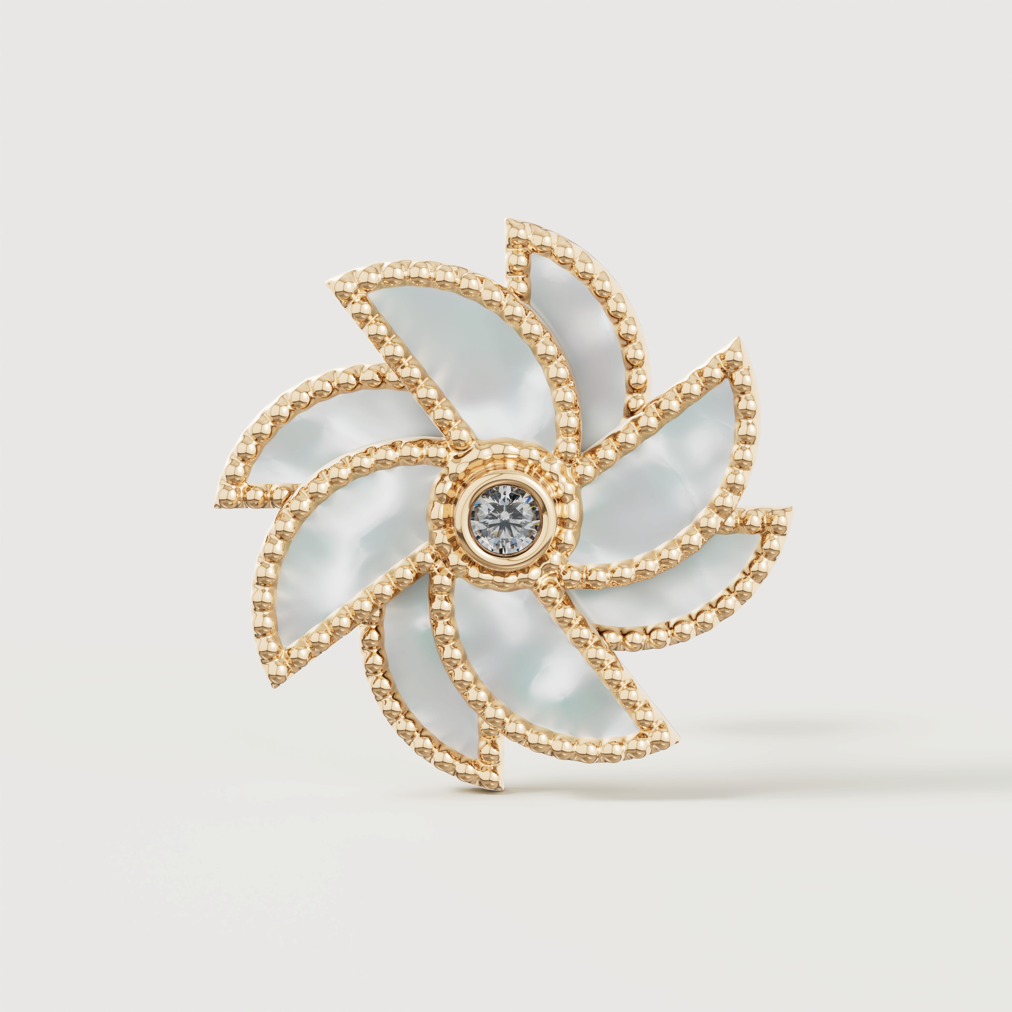 Bliss 18k Yellow Gold Diamond & White Mother Of Pearl Earrings