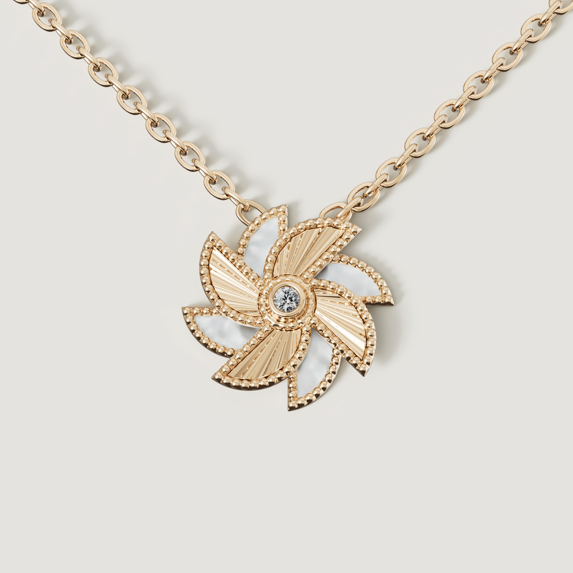 Bliss 18k Yellow Gold Diamond & White Mother Of Pearl Necklace