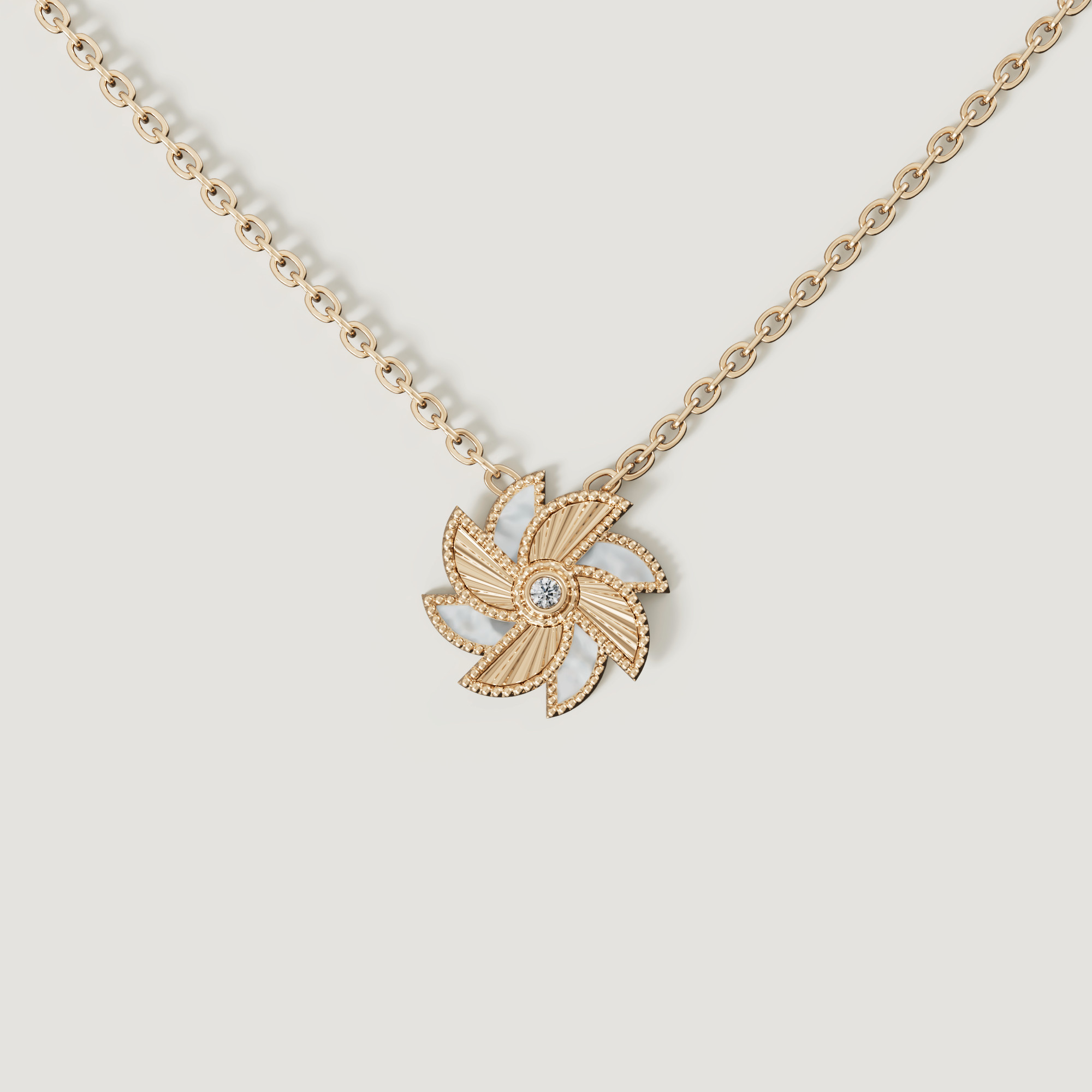 Bliss 18k Yellow Gold Diamond & White Mother Of Pearl Necklace