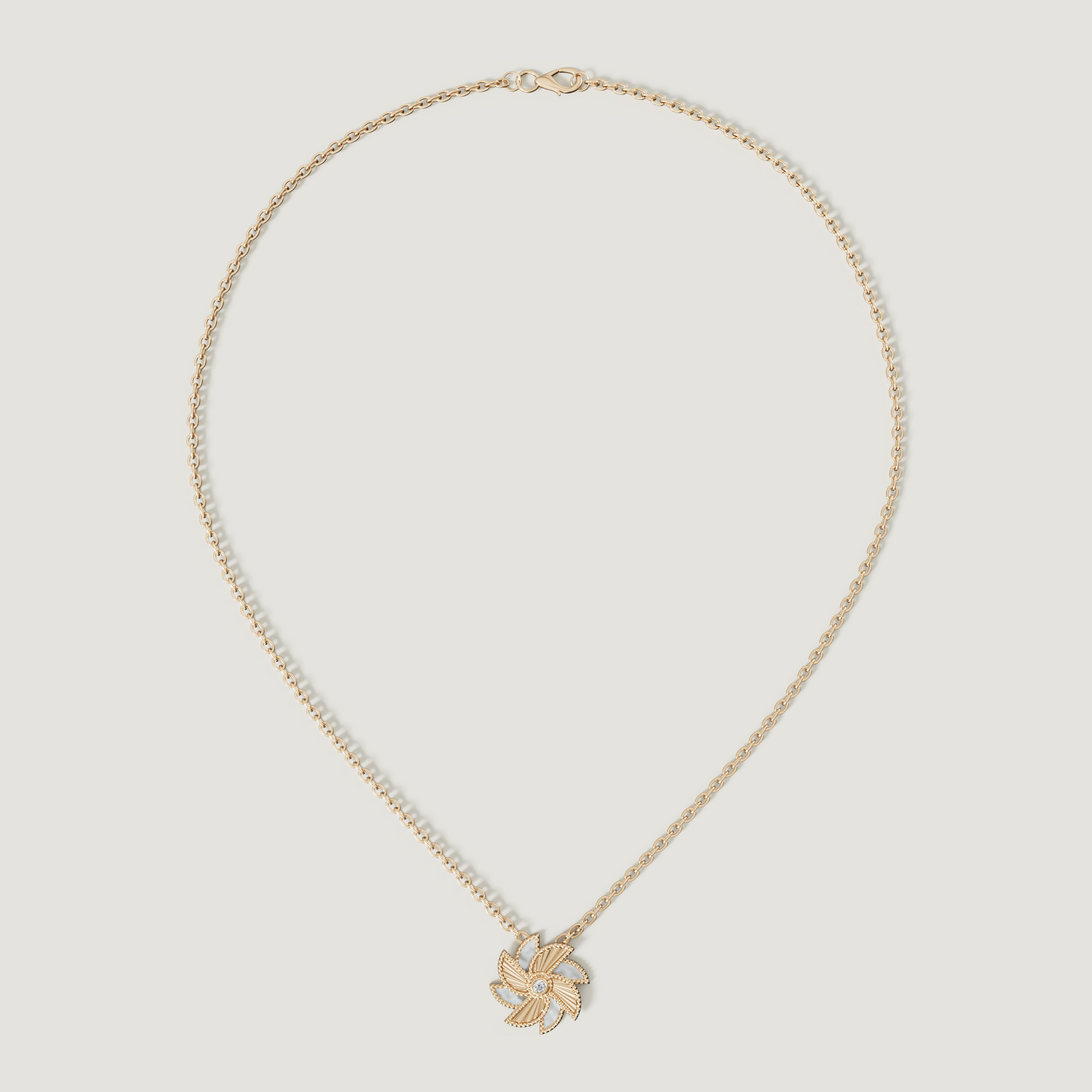 Bliss 18k Yellow Gold Diamond & White Mother Of Pearl Necklace