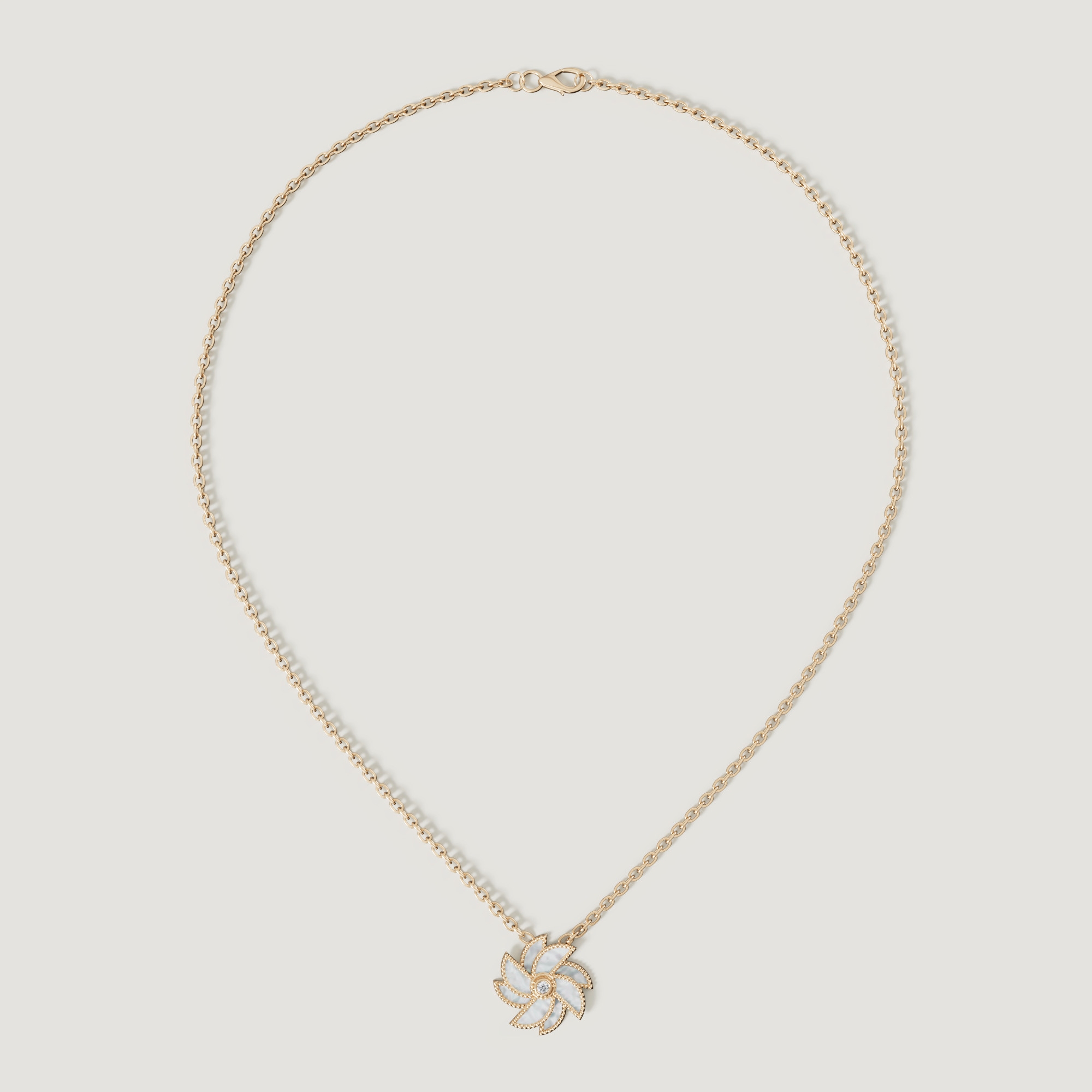 Bliss 18k Yellow Gold Diamond & White Mother Of Pearl Necklace