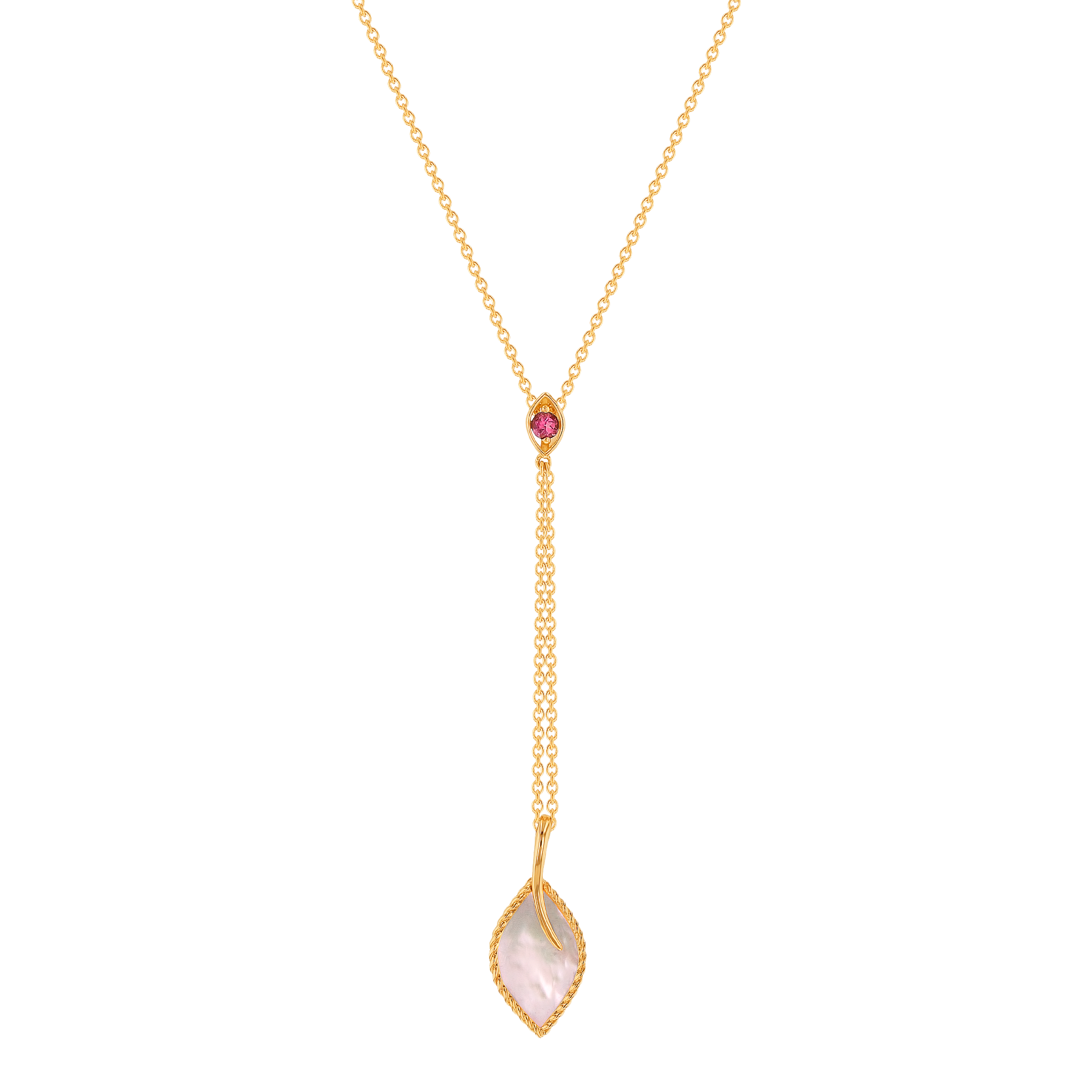 Foglia Mother of Pearl Necklace in 18K Rose Gold