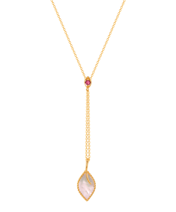 Foglia 18k Rose Gold With Pink Mother Of Pearl And Pink Tourmaline Stone