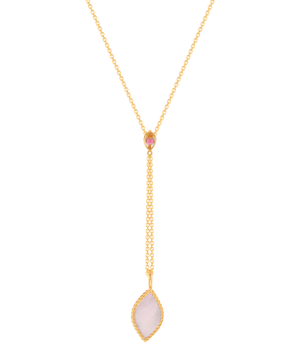 Foglia 18k Rose Gold With Pink Mother Of Pearl And Pink Tourmaline Stone